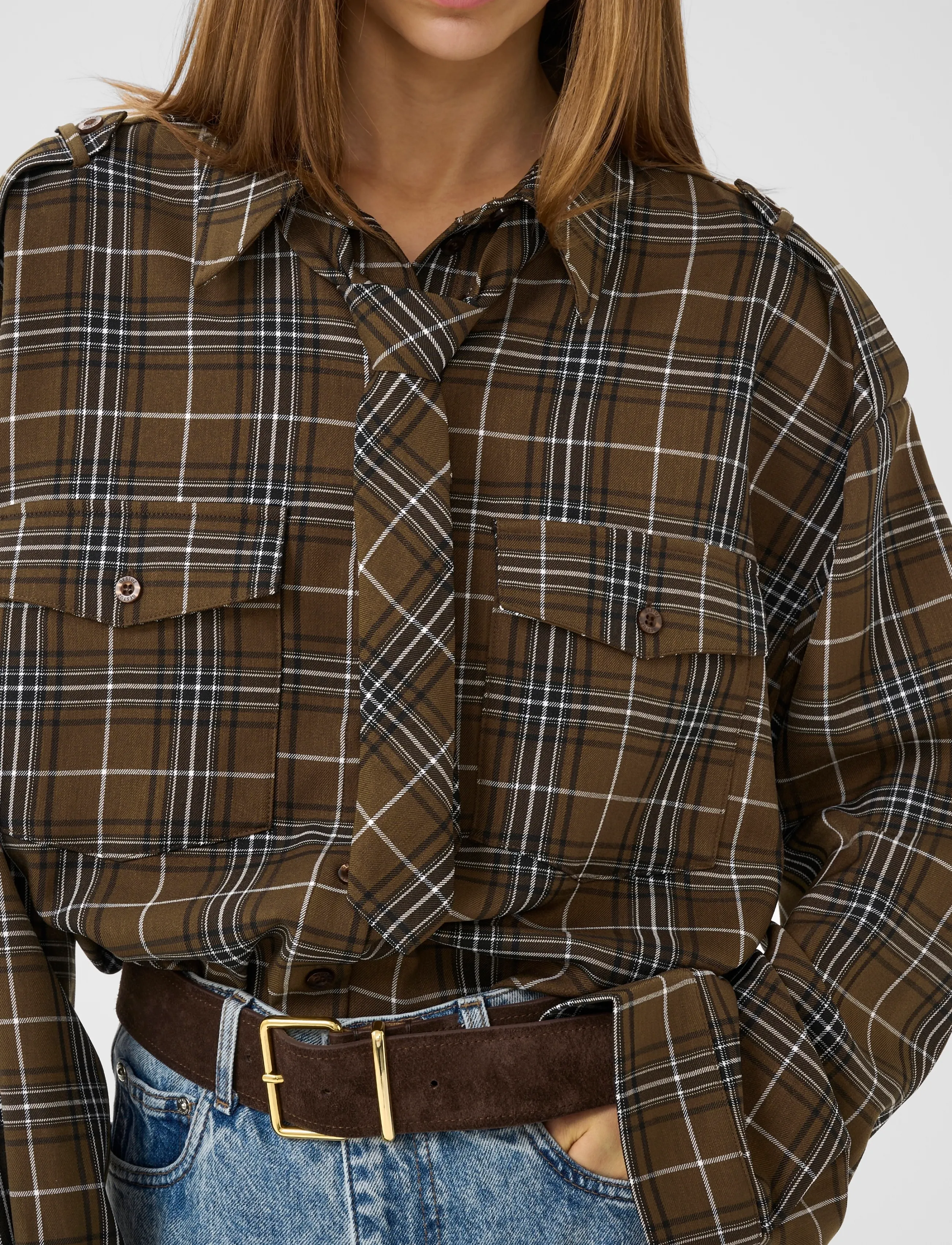 Gestuz - GZaleya shirt - långärmade skjortor - green olive check - 5