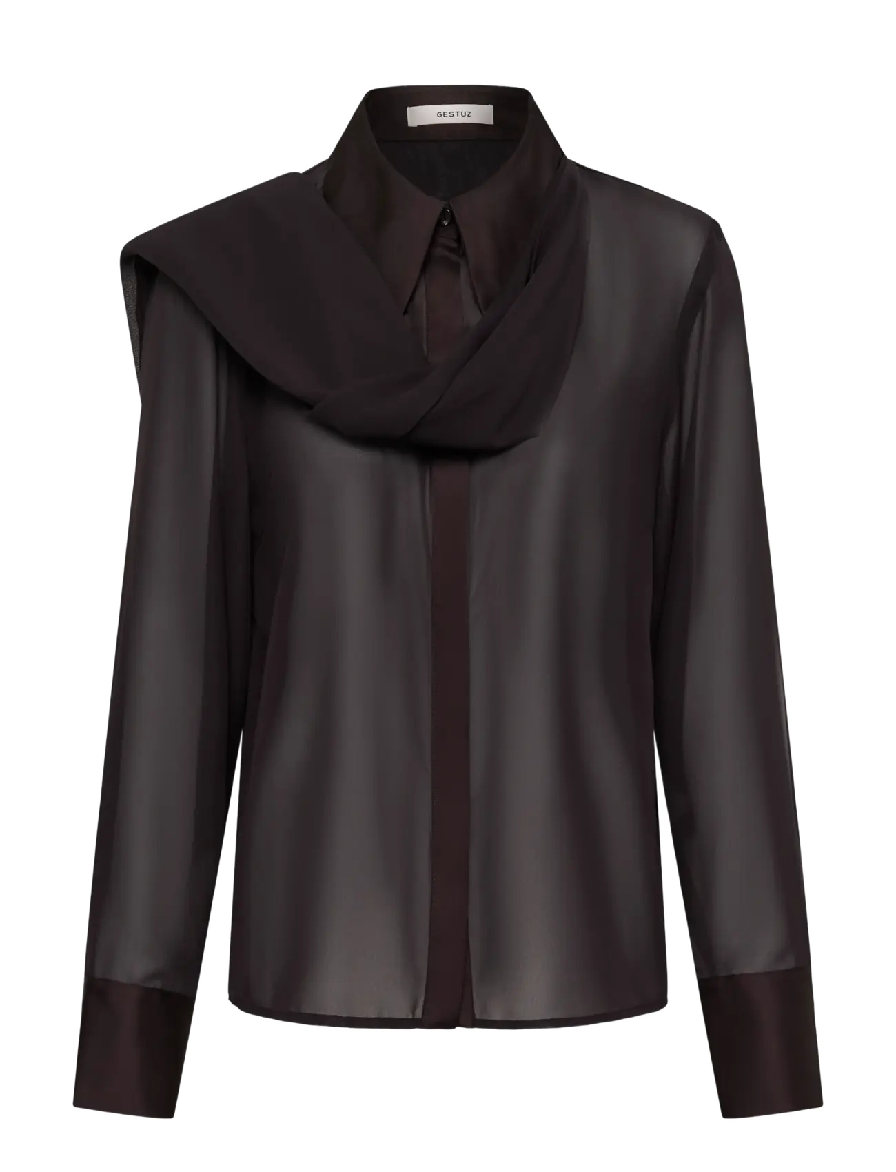Gestuz Gzlynne Scarf Shirt, 36, Brown, Skjorter > Langærmede, Dame