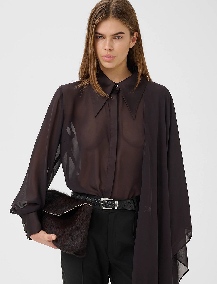Gestuz - GZlynne scarf shirt - långärmade skjortor - ganache - 2