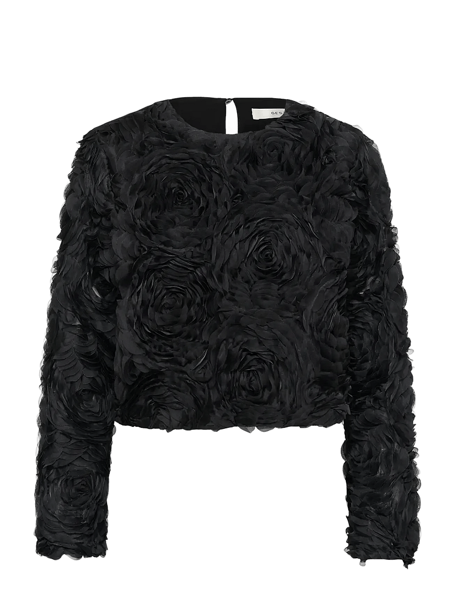 Gestuz - GZingrida blouse - long sleeved blouses - black - 0
