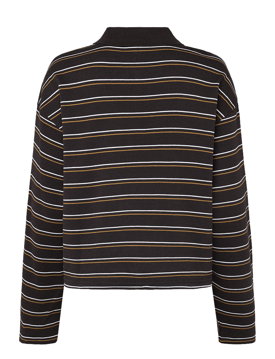 Gestuz - GZpilova LS polo tee - poloshirts - ganache striped - 2