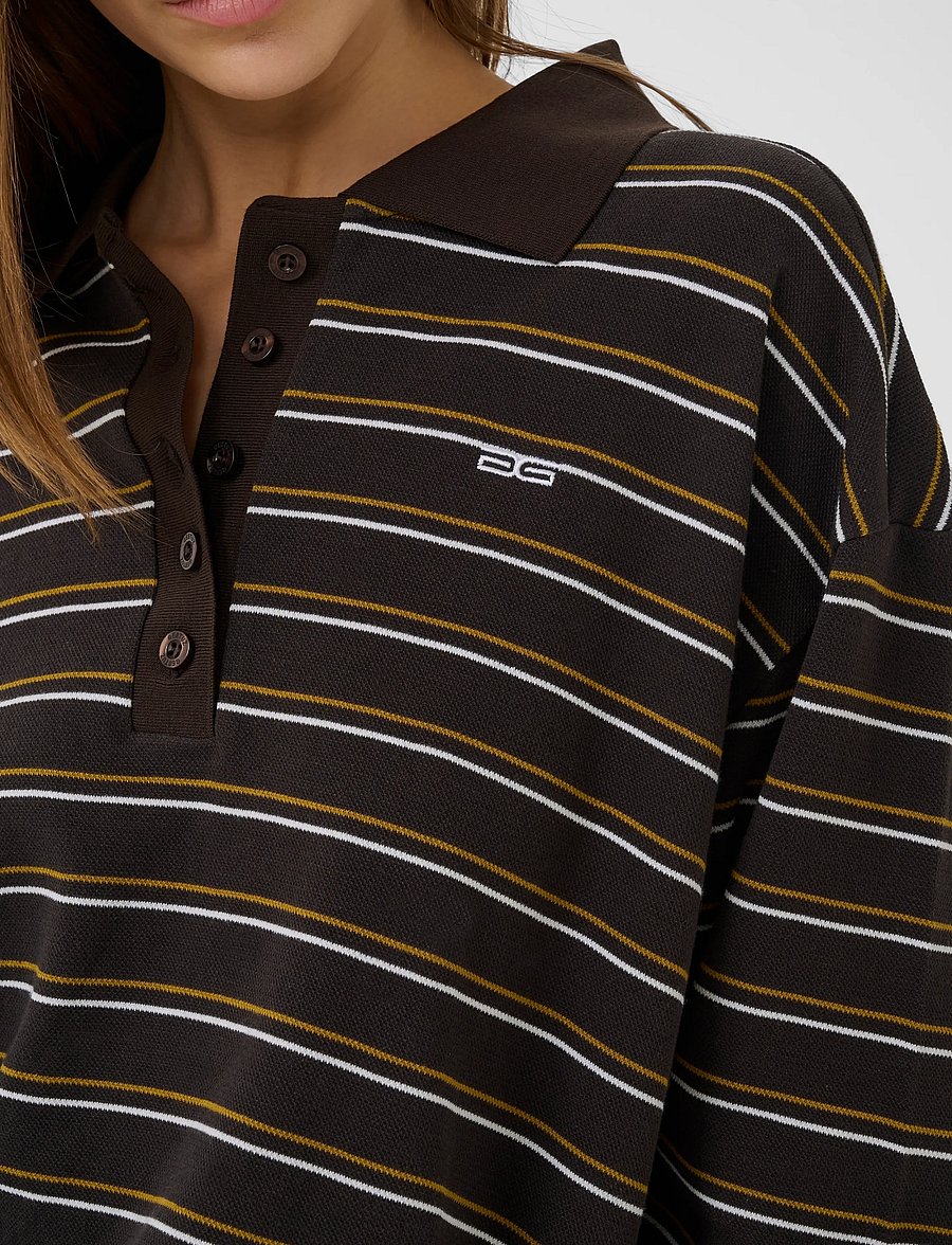 Gestuz - GZpilova LS polo tee - poloer - ganache striped - 4