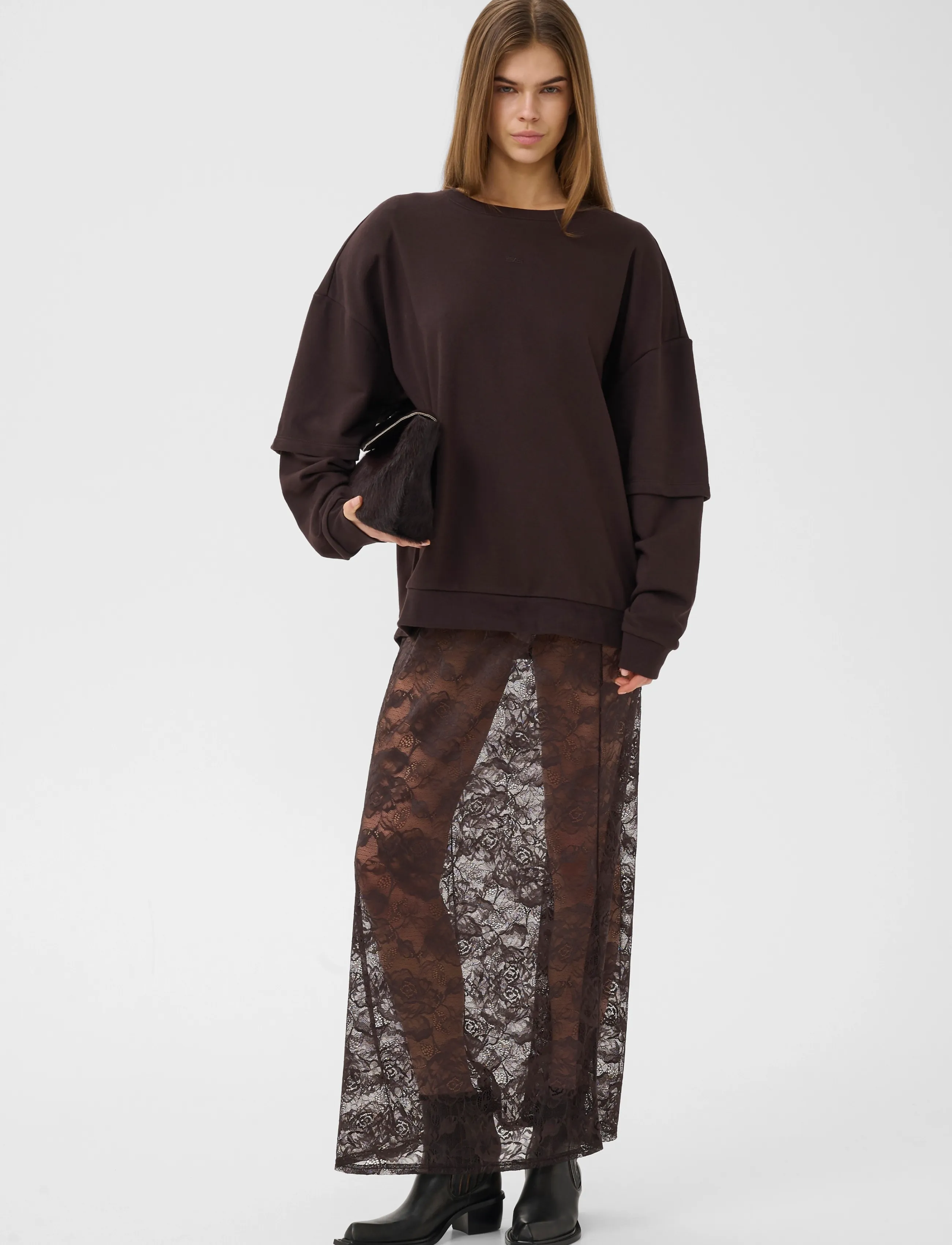 Gestuz - GZgilsa layered sweatshirt - sweatshirts - ganache - 3