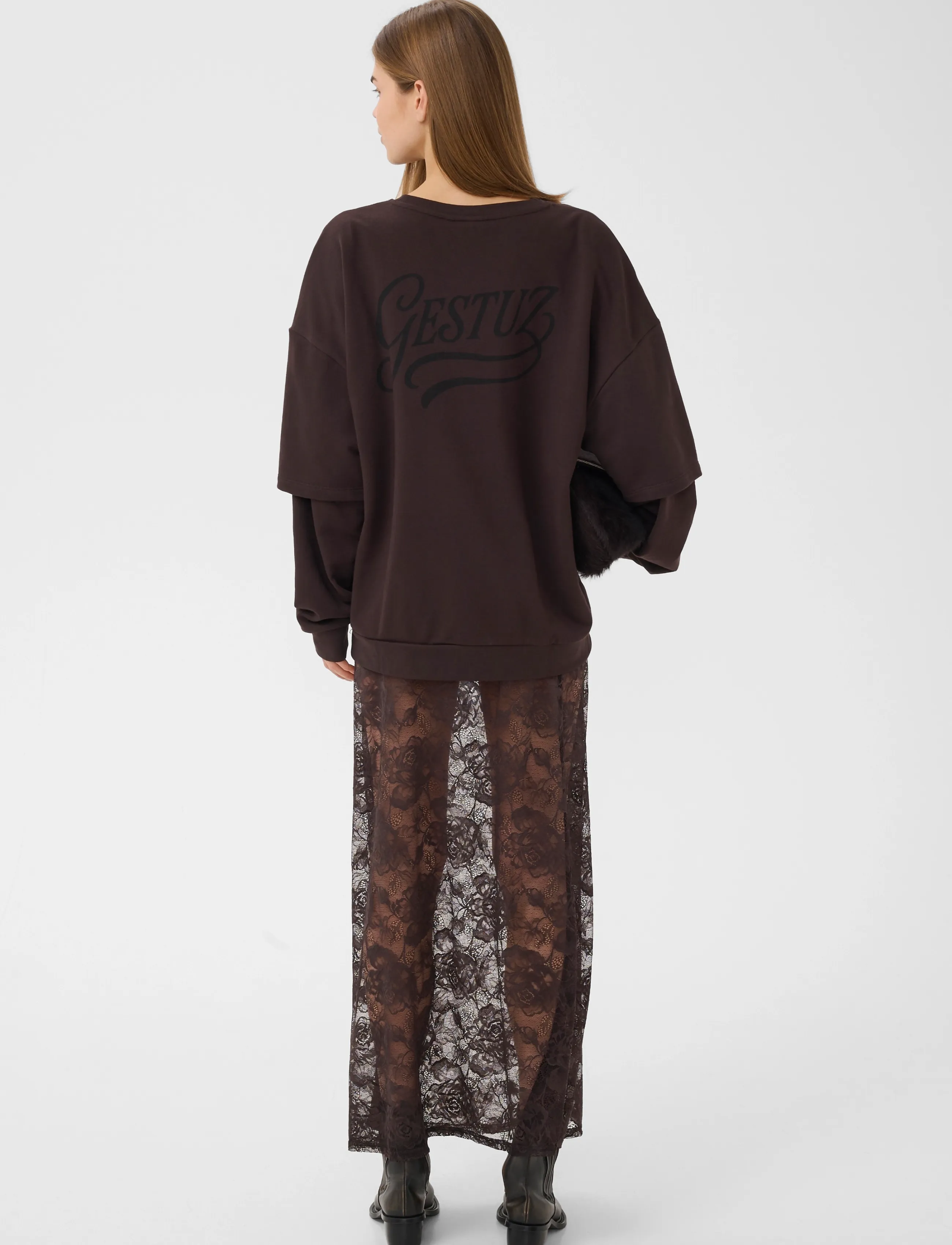 Gestuz - GZgilsa layered sweatshirt - sweatshirts - ganache - 4