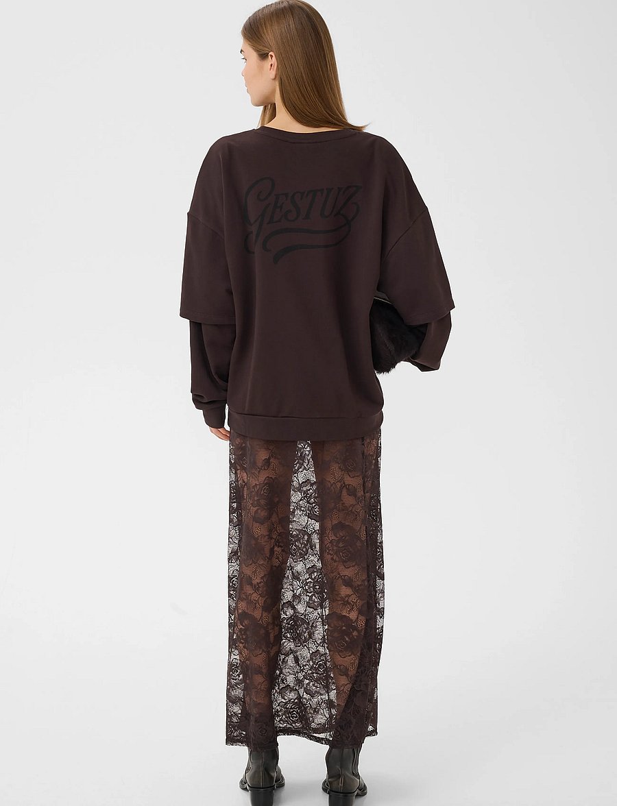 Gestuz - GZgilsa layered sweatshirt - sweatshirts - ganache - 4
