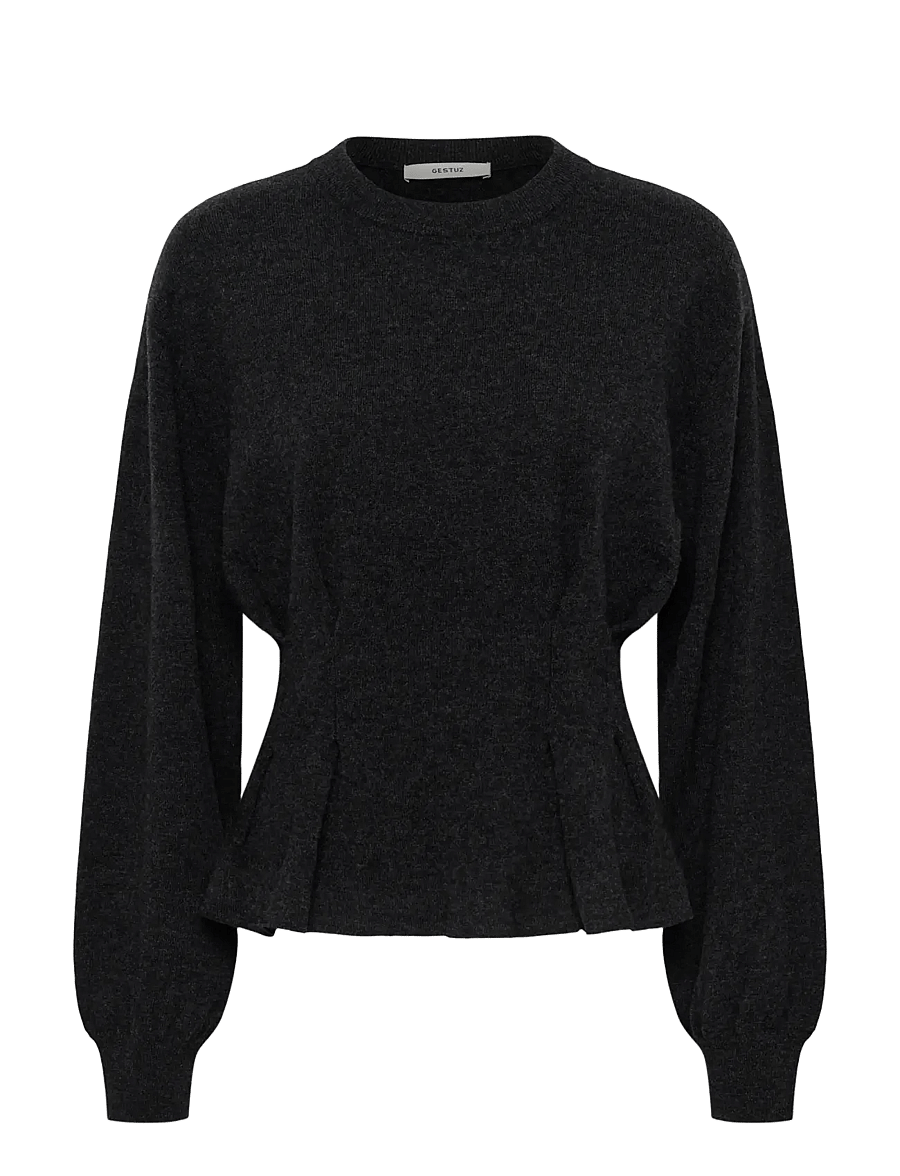 Gestuz - GZmanzi waist pullover - striktrøjer - deep graphite melange - 0