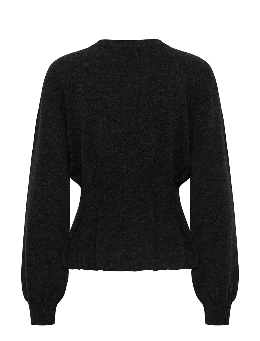 Gestuz - GZmanzi waist pullover - striktrøjer - deep graphite melange - 1