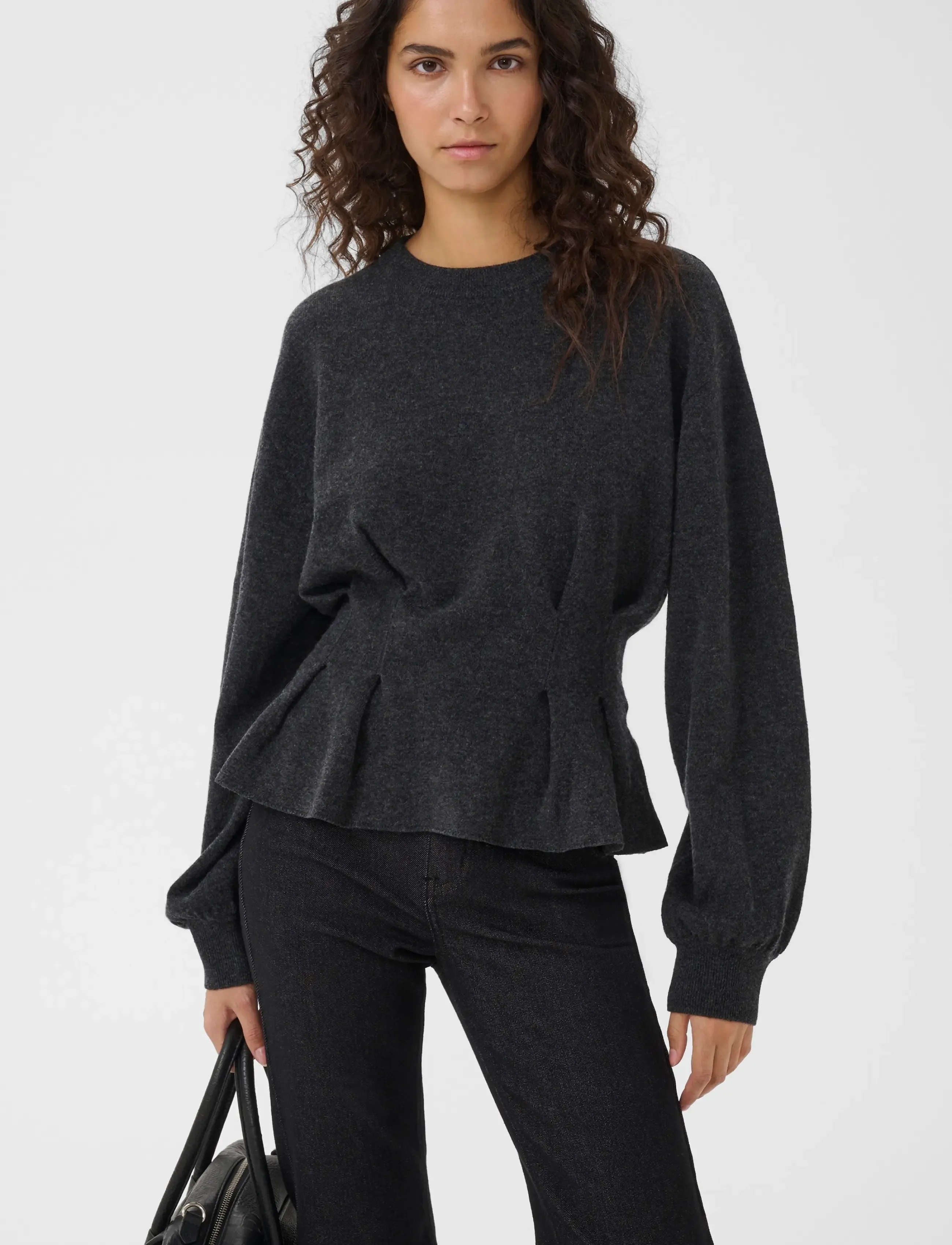 Gestuz - GZmanzi waist pullover - striktrøjer - deep graphite melange - 2