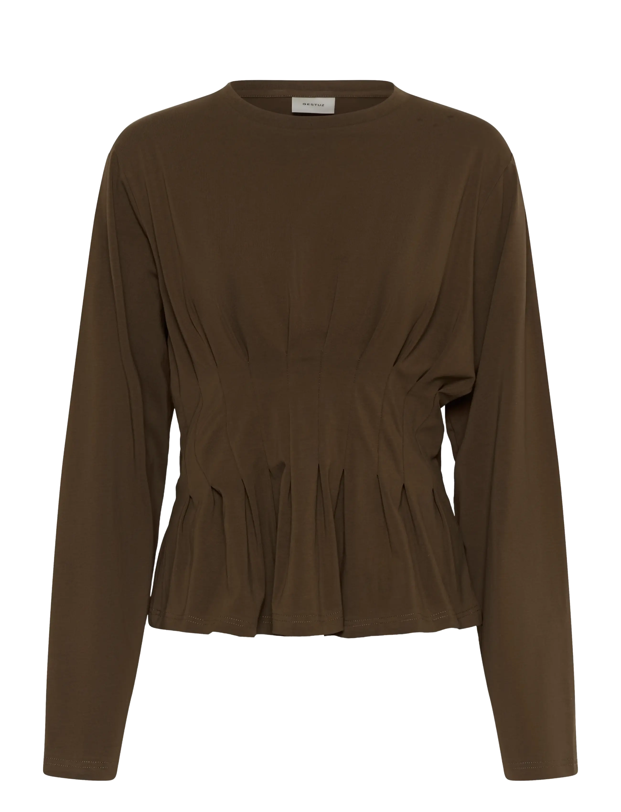 Gestuz GZinez LS tee - Langärmlige Tops - SLATE BLACK / brown
