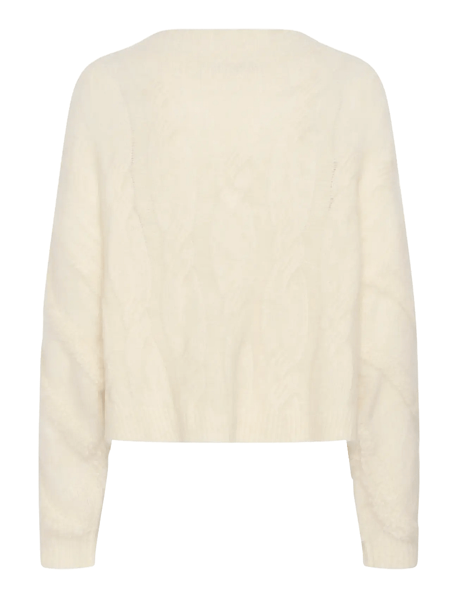 Gestuz - GZsida V-neck pullover - stickade tröjor - ivory - 1