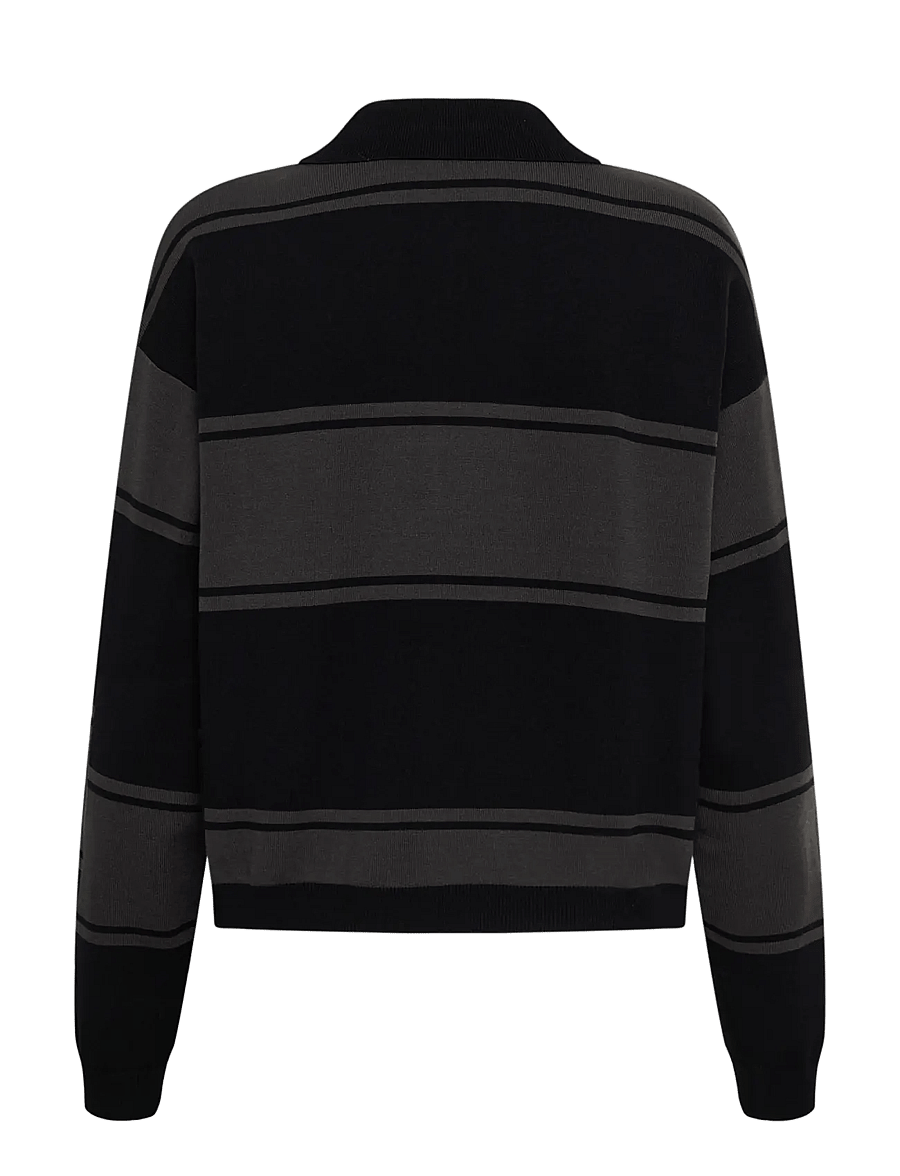 Gestuz - GZsilda polo pullover - kampsunid - black/raven striped - 1