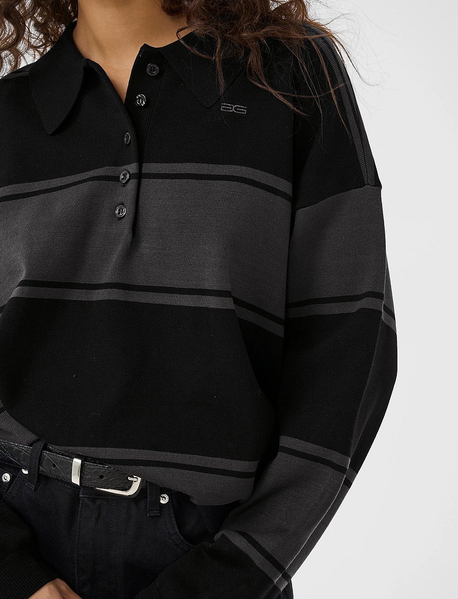 Gestuz - GZsilda polo pullover - kampsunid - black/raven striped - 5
