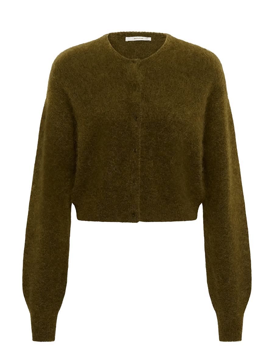 Gestuz - GZdebbie short cardigan - crop tops - plantation melange - 0