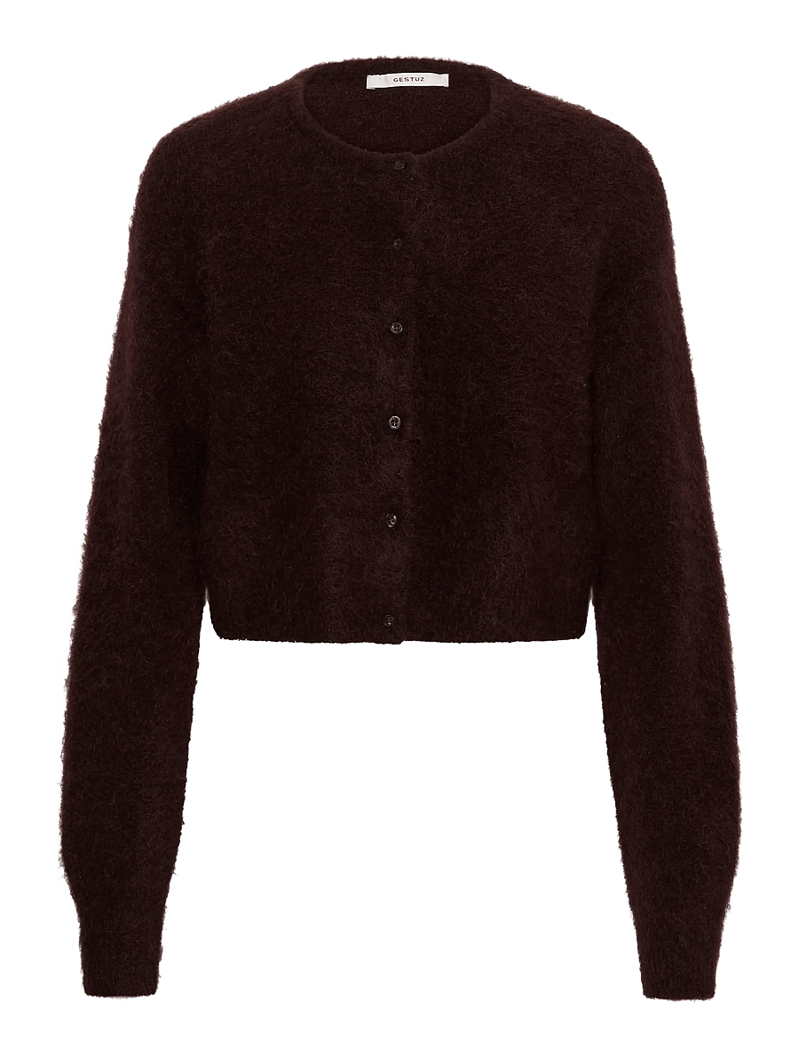 Gestuz - GZdebbie short cardigan - crop tops - plum melange - 0