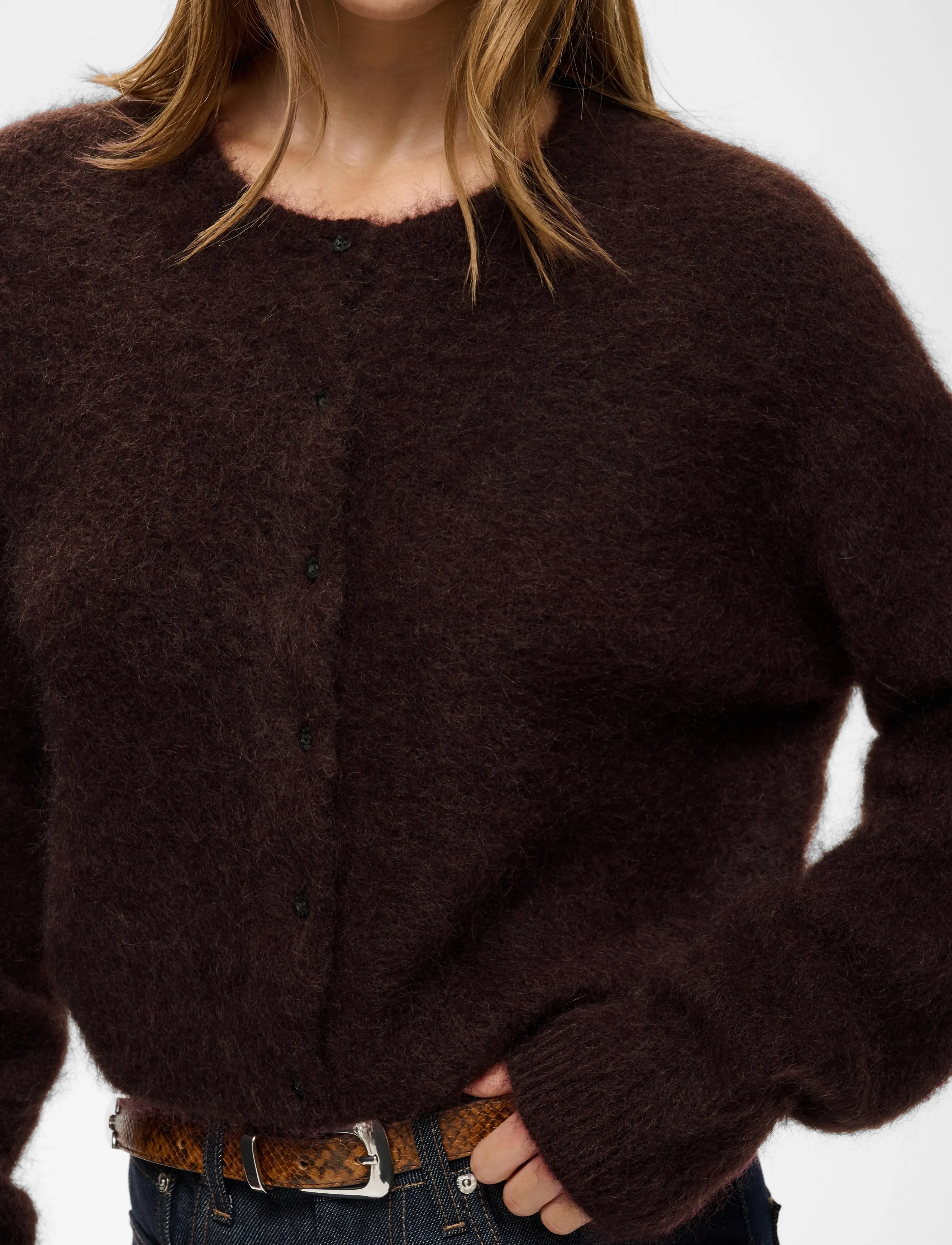 Gestuz - GZdebbie short cardigan - crop tops - plum melange - 5