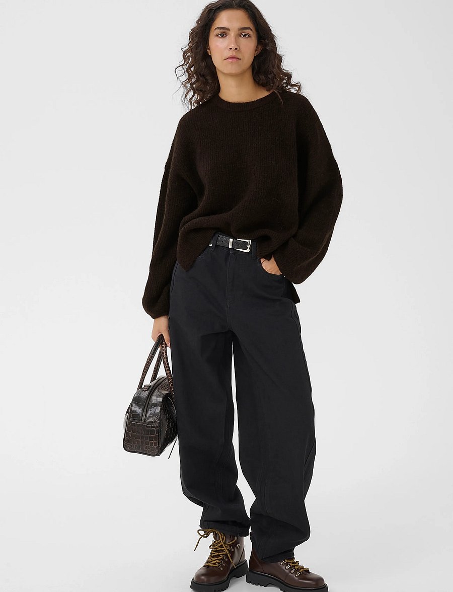 Gestuz - GZalpha slit pullover - stickade tröjor - ganache melange - 3
