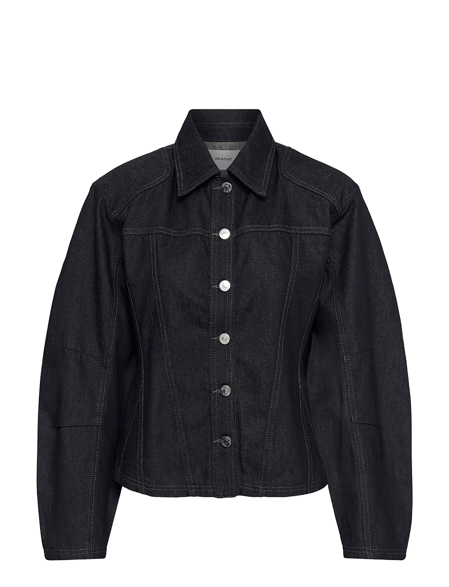 Gestuz - GZabina waisted jacket - teksatagid - dark blue unwashed - 0
