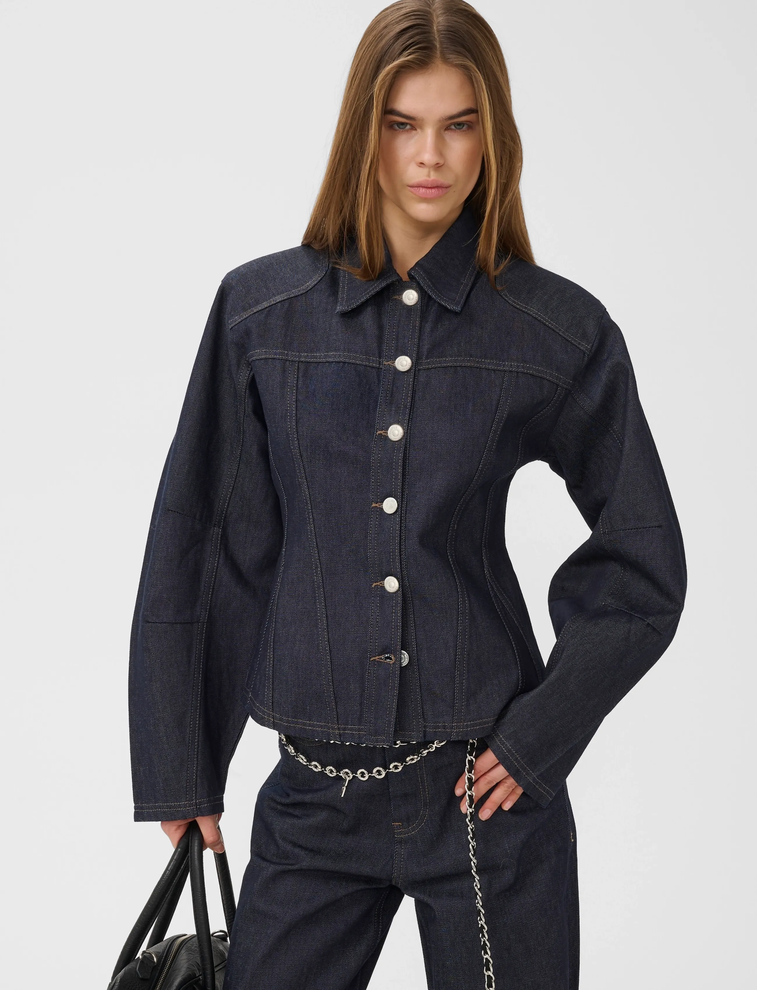Gestuz - GZabina waisted jacket - teksatagid - dark blue unwashed - 2