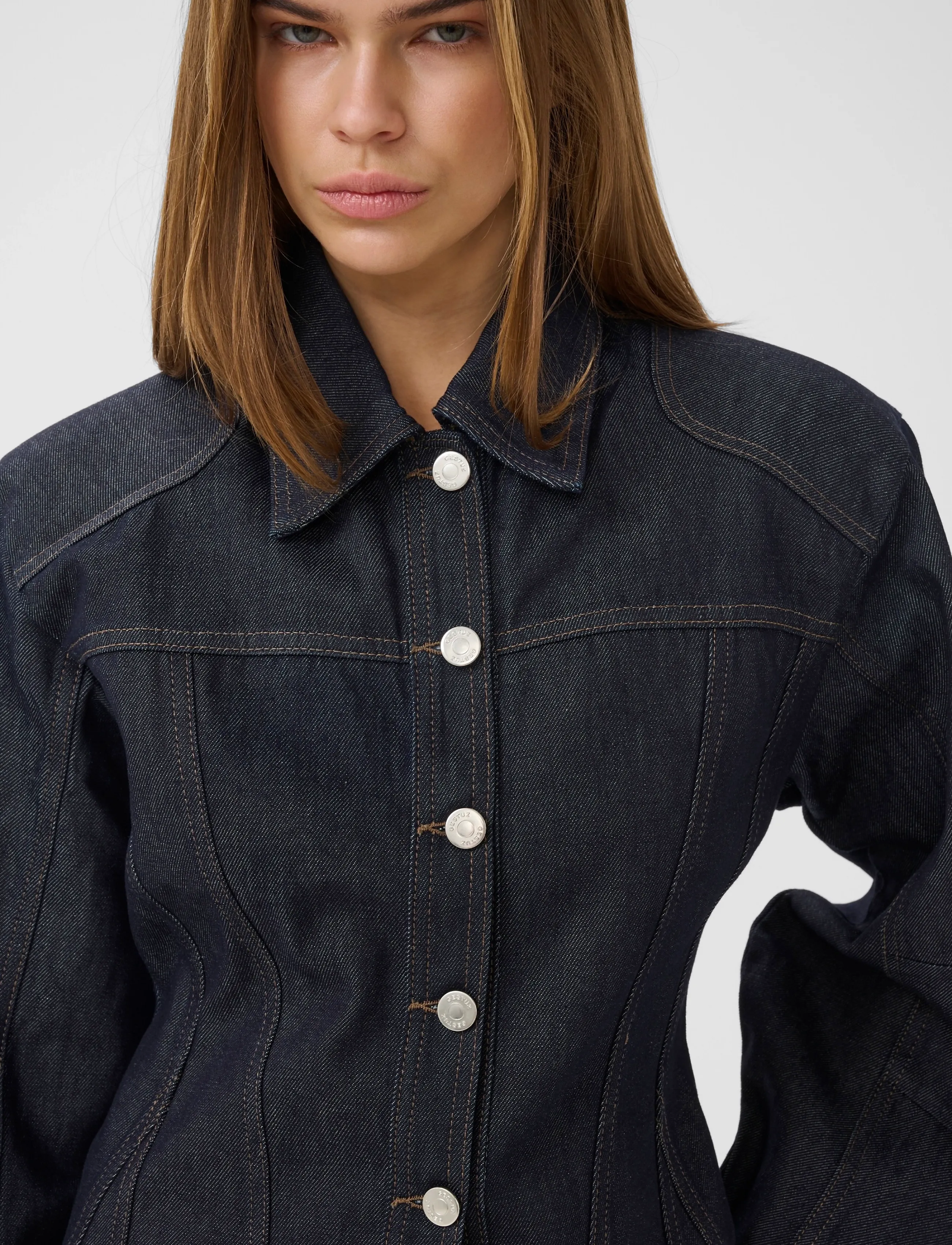 Gestuz - GZabina waisted jacket - teksatagid - dark blue unwashed - 5