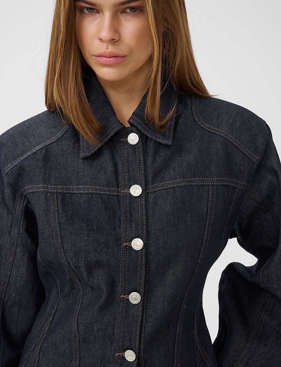 Gestuz - GZabina waisted jacket - teksatagid - dark blue unwashed - 5