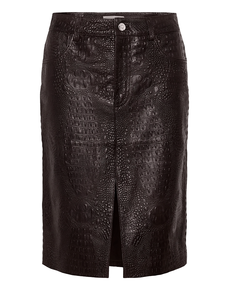 Gestuz - GZtori midi skirt - skinnkjolar - ganache croco - 0