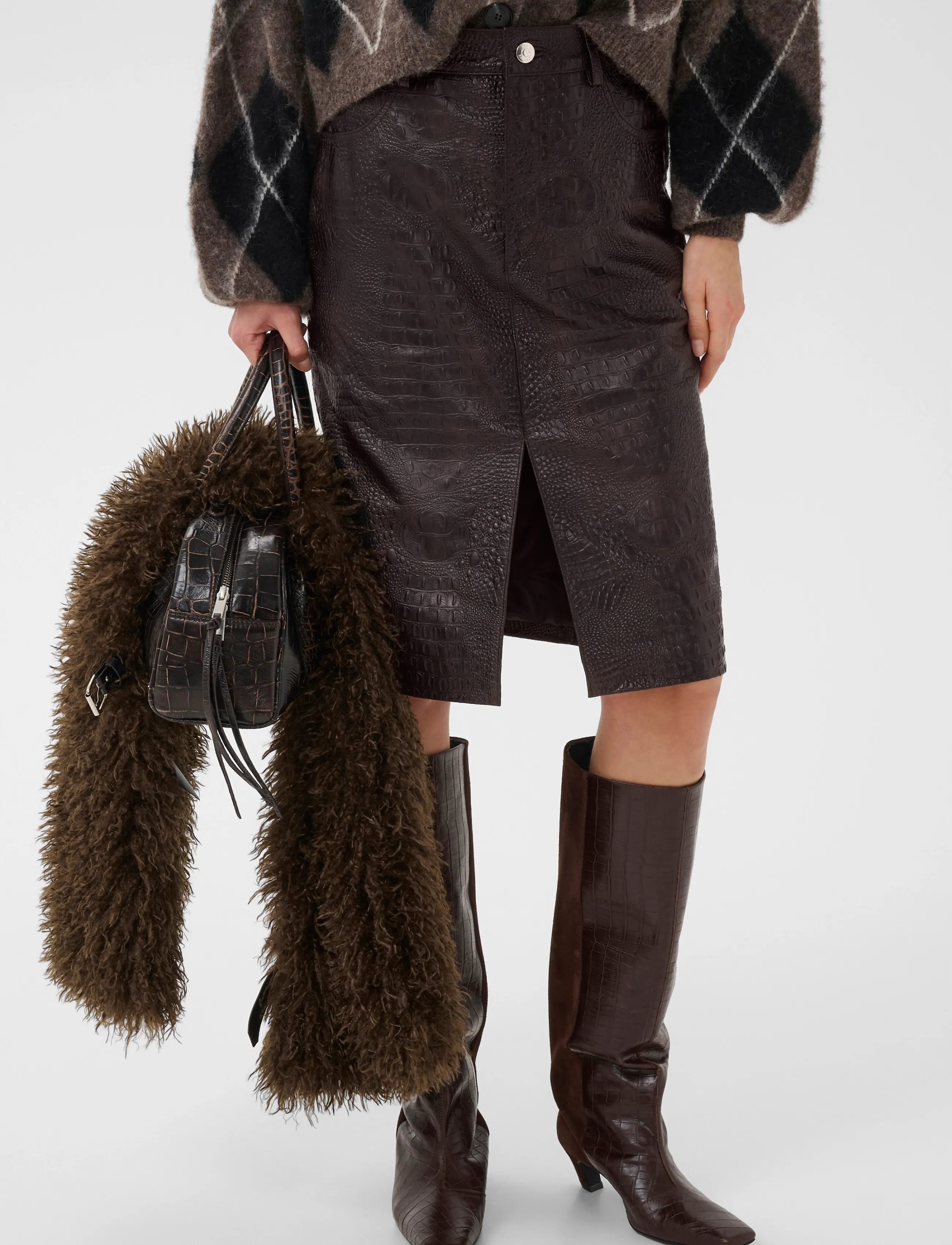 Gestuz - GZtori midi skirt - ganache croco - 2