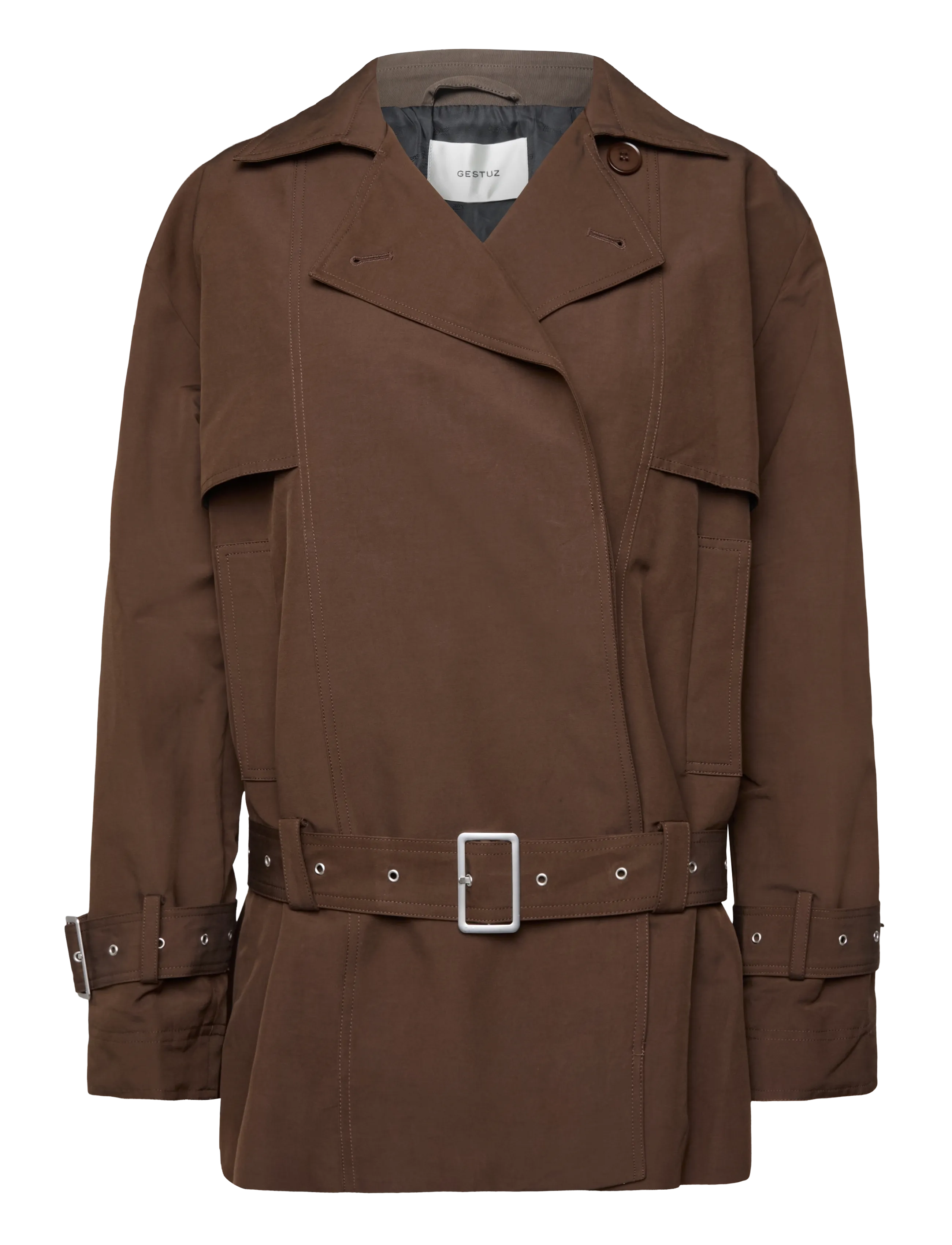 Gestuz GZcherally short trenchcoat - Colours of the season - SLATE BLACK / brown