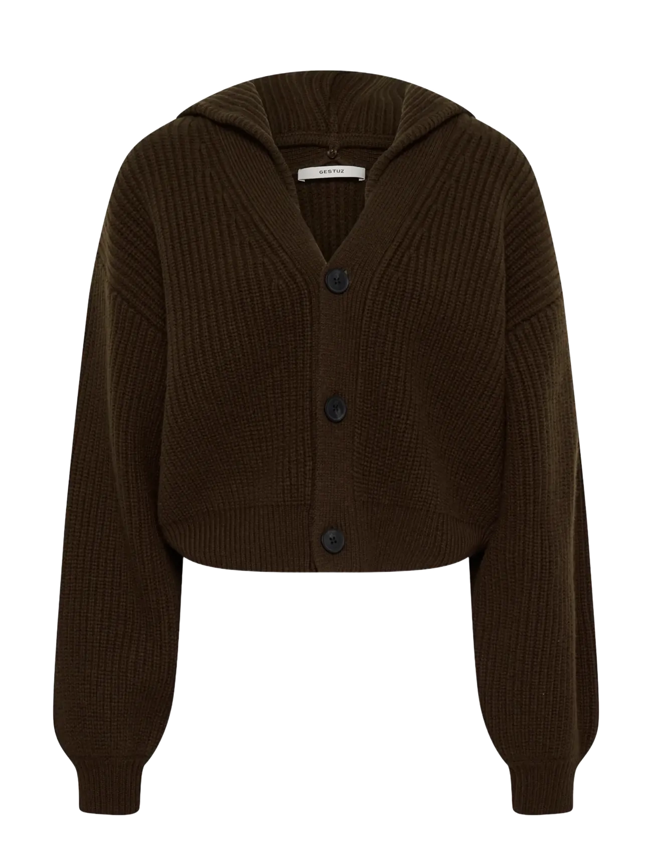 Gestuz GZkamina cardigan - Crop Tops - SLATE BLACK / brown