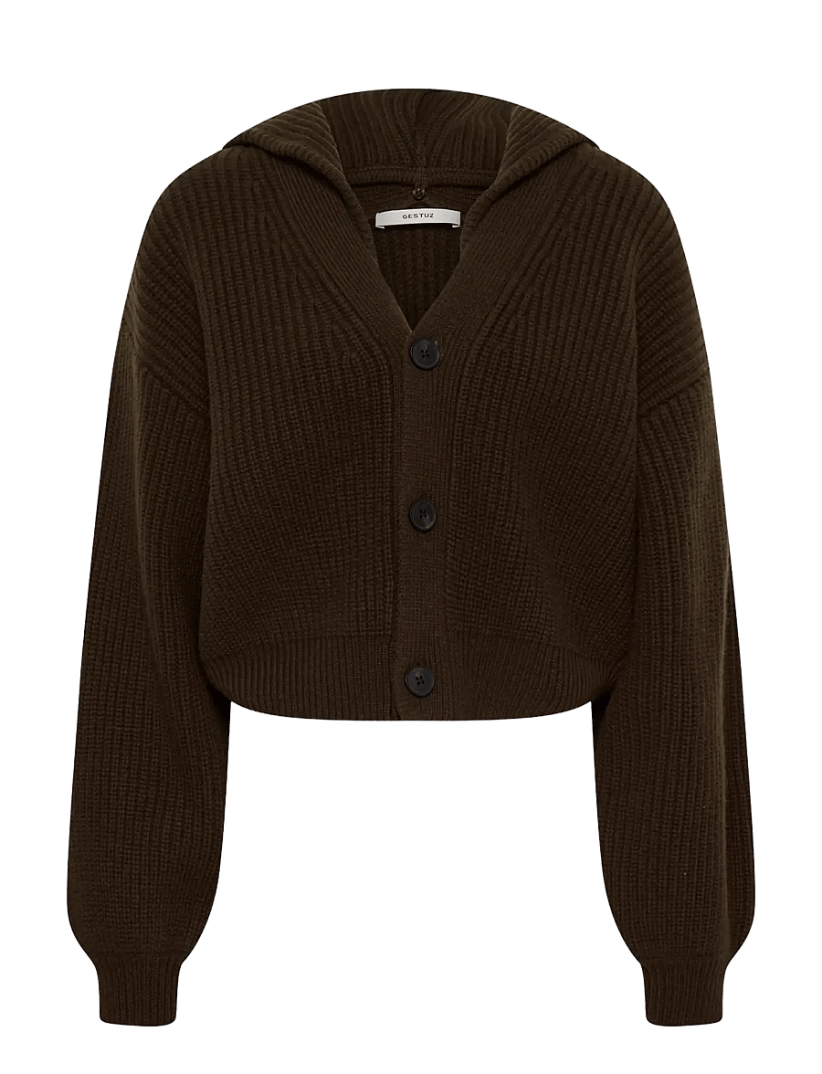 Gestuz - GZkamina cardigan - crop tops - slate black - 0