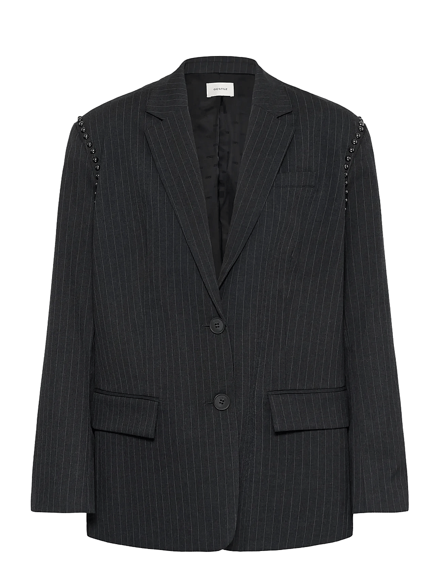 Gestuz - GZlehela blazer - enkeltradede blazere - dark grey pinstripe - 0