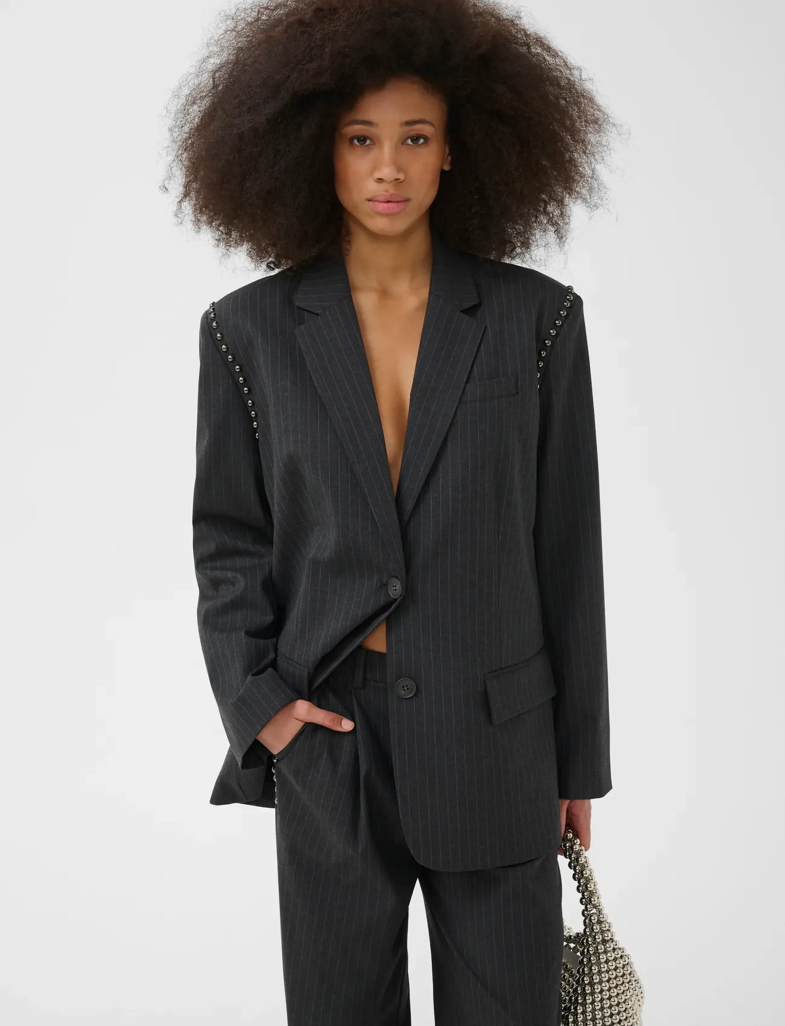 Gestuz - GZlehela blazer - enkeltradede blazere - dark grey pinstripe - 2