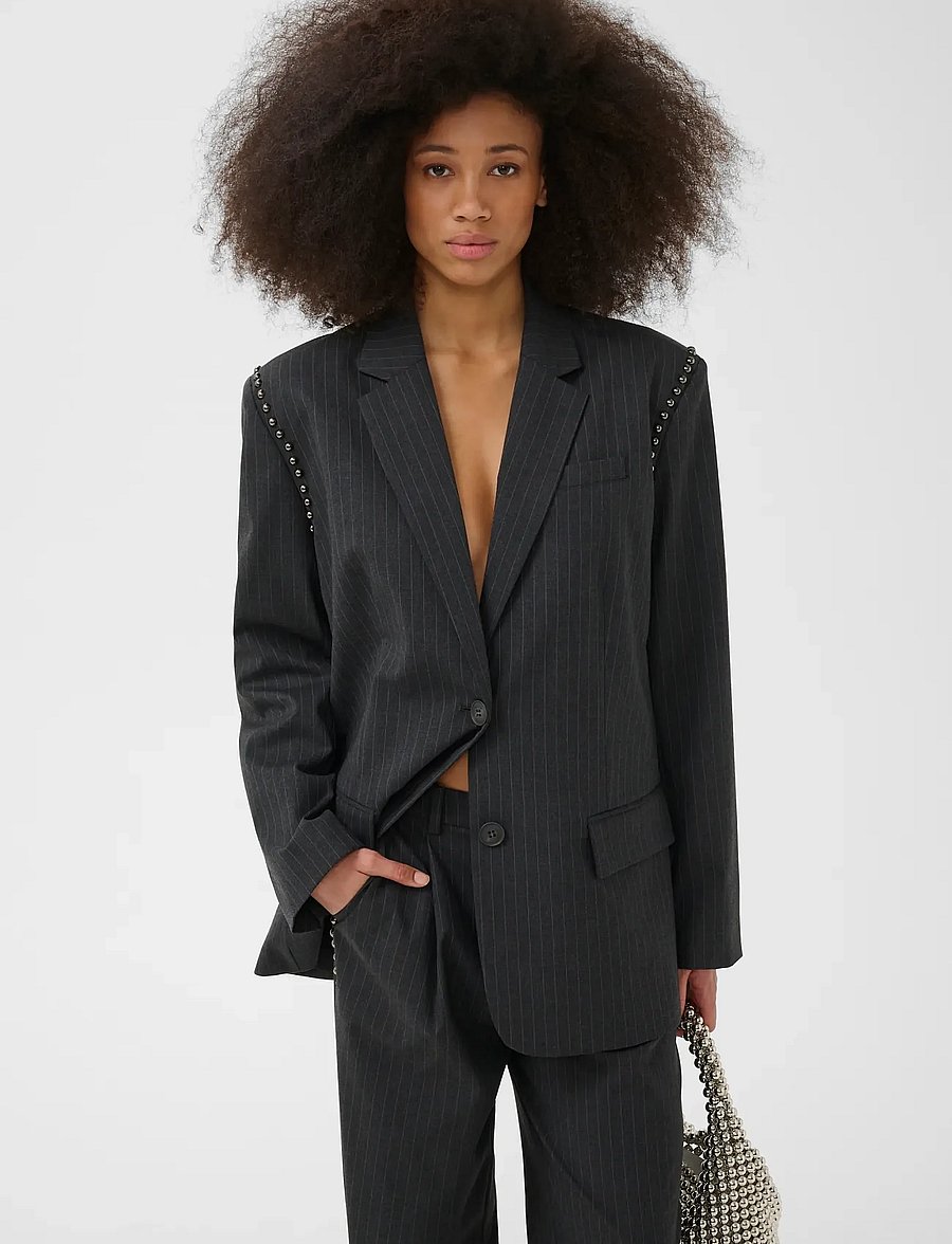 Gestuz - GZlehela blazer - enkeltradede blazere - dark grey pinstripe - 2