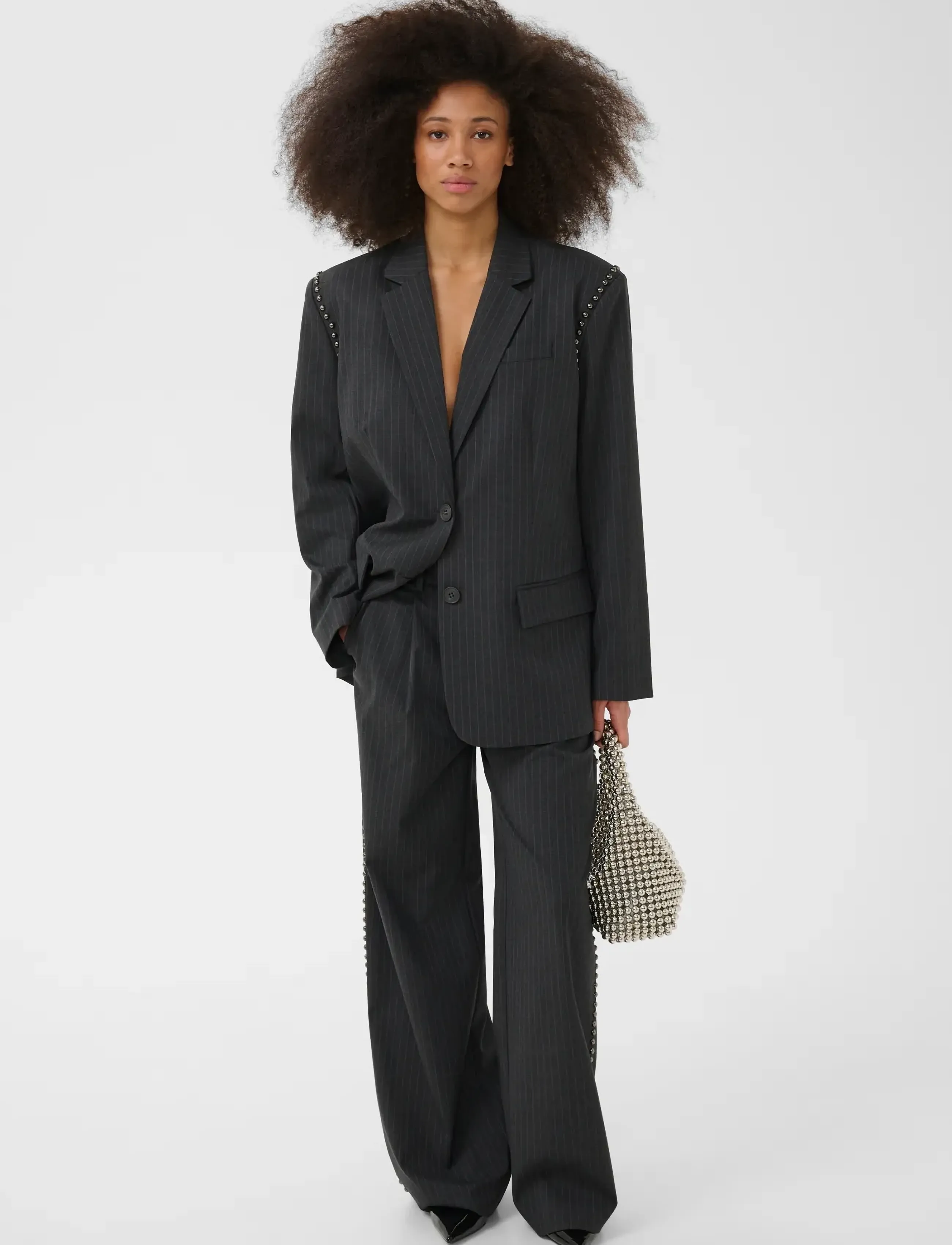 Gestuz - GZlehela blazer - enkeltradede blazere - dark grey pinstripe - 3
