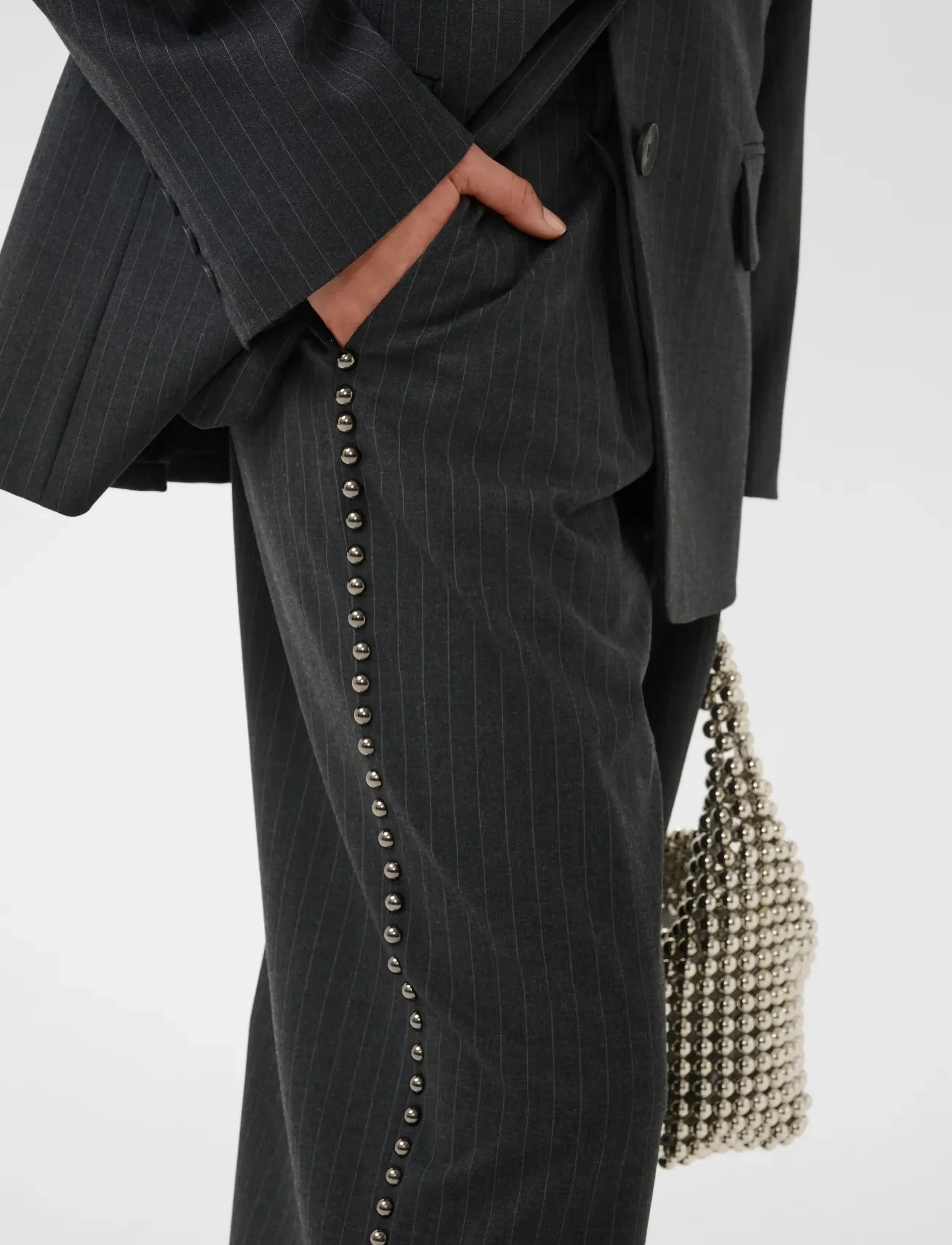 Gestuz - GZlehela HW pants - dark grey pinstripe - 5