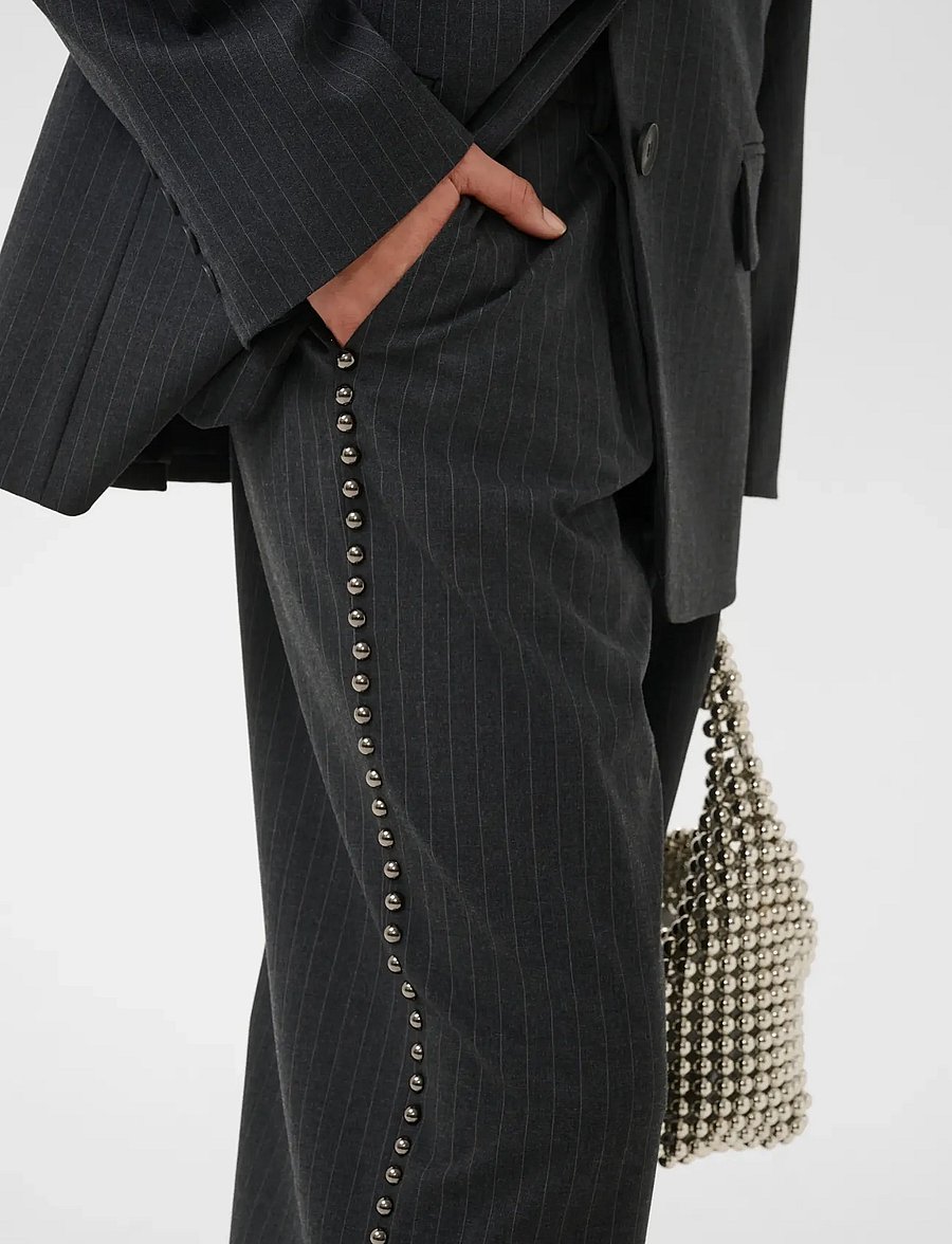Gestuz - GZlehela HW pants - pidulikud püksid - dark grey pinstripe - 5