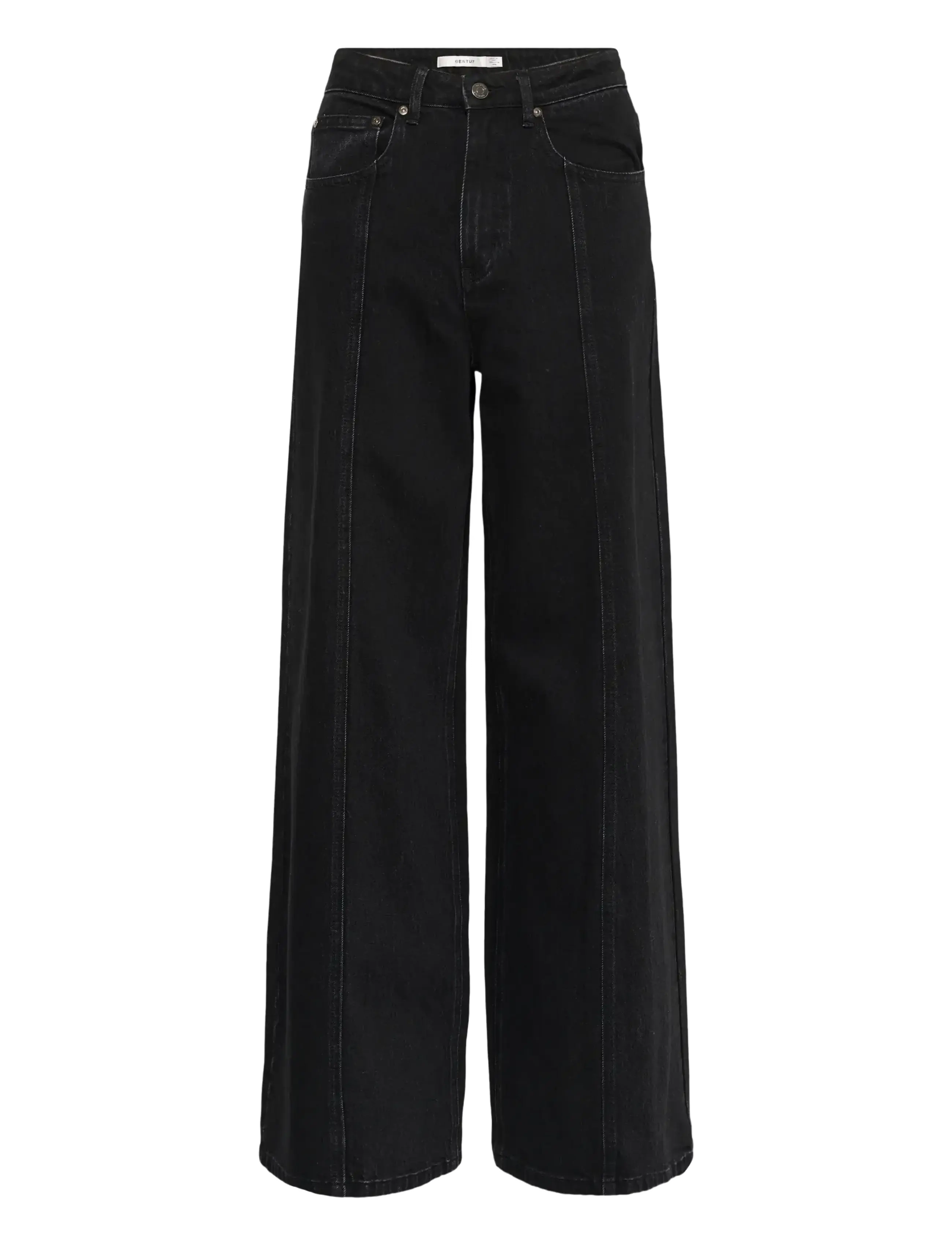 Gestuz GZnanetta HW wide jeans - Sirged teksad - DARK GREY WASHED / grey