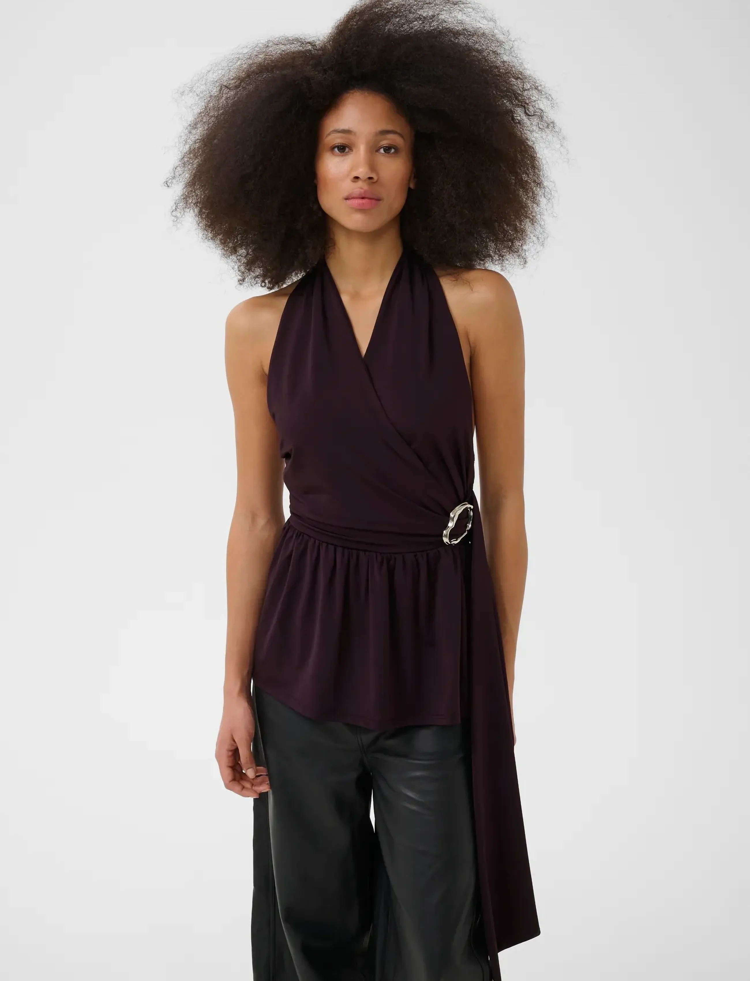 Gestuz - GZseren halterneck top - deep plum - 2
