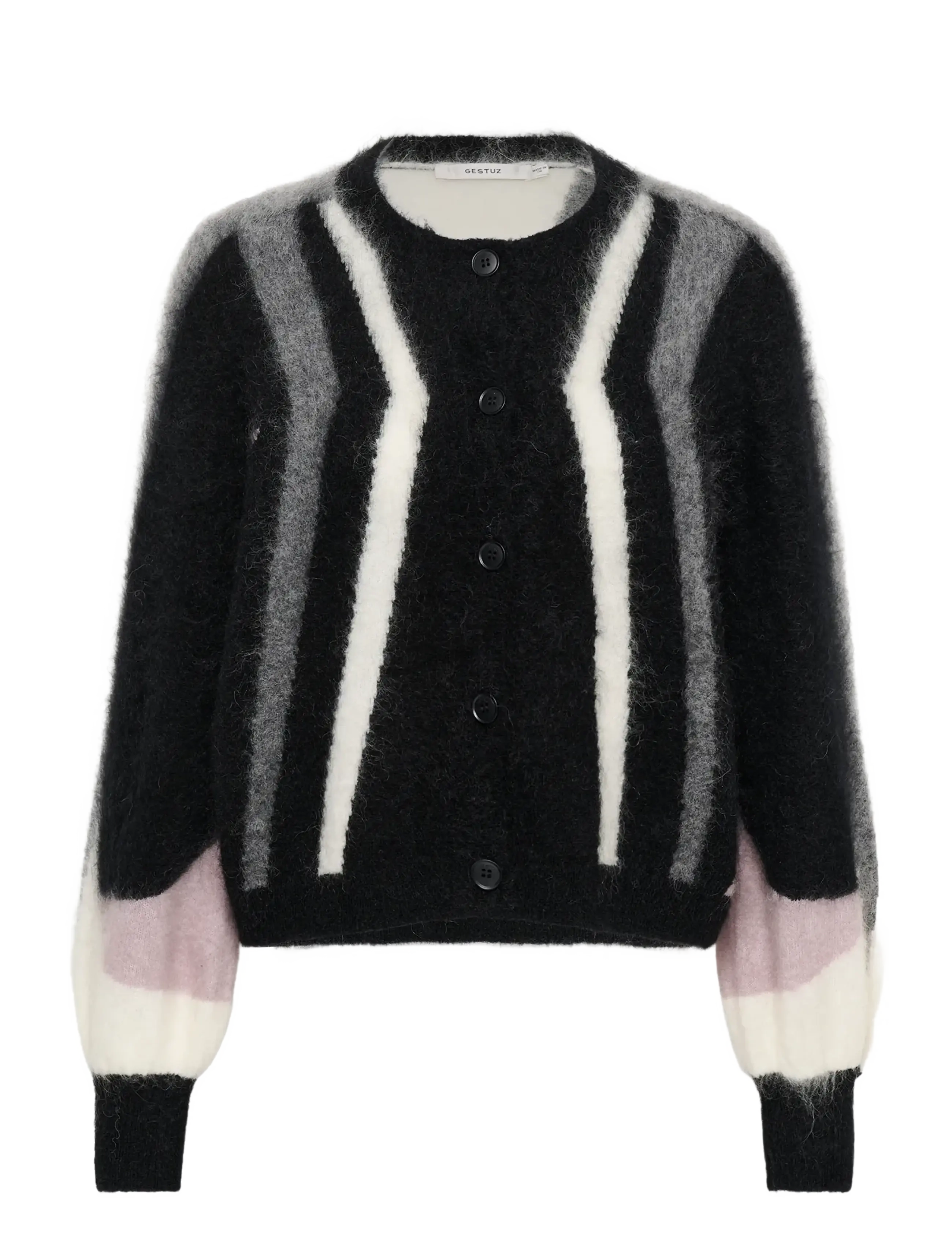 Gestuz GZdebbie multi cardigan - Cardigans - BLACK/OFF WHITE/GREY/QUAIL / black