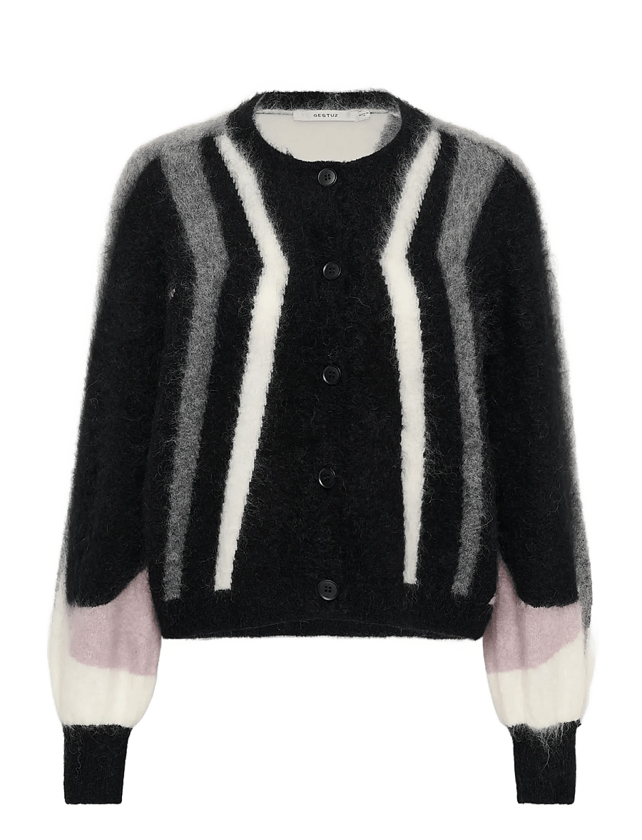 Gestuz - GZdebbie multi cardigan - cardigans - black/off white/grey/quail - 0
