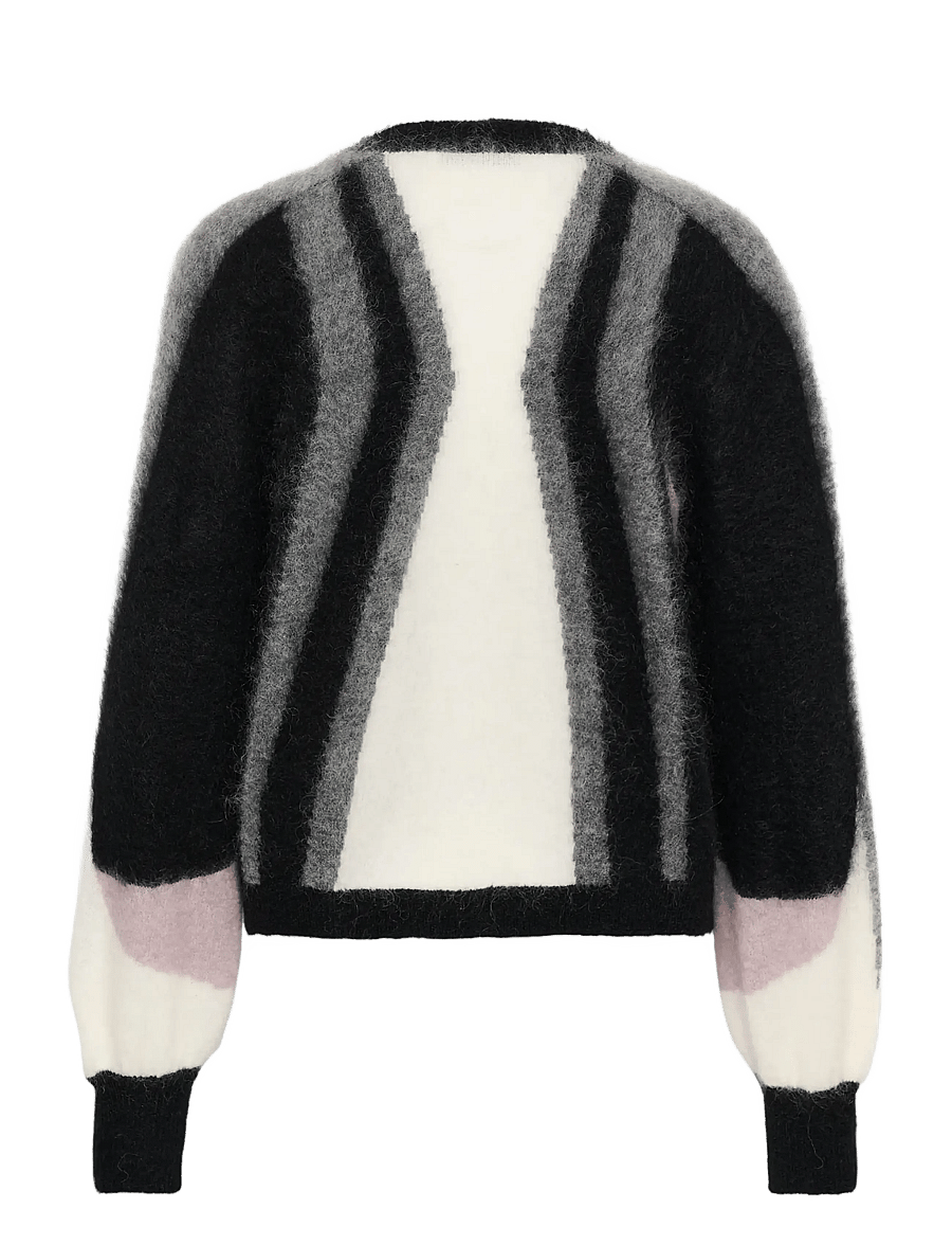 Gestuz - GZdebbie multi cardigan - cardigans - black/off white/grey/quail - 1