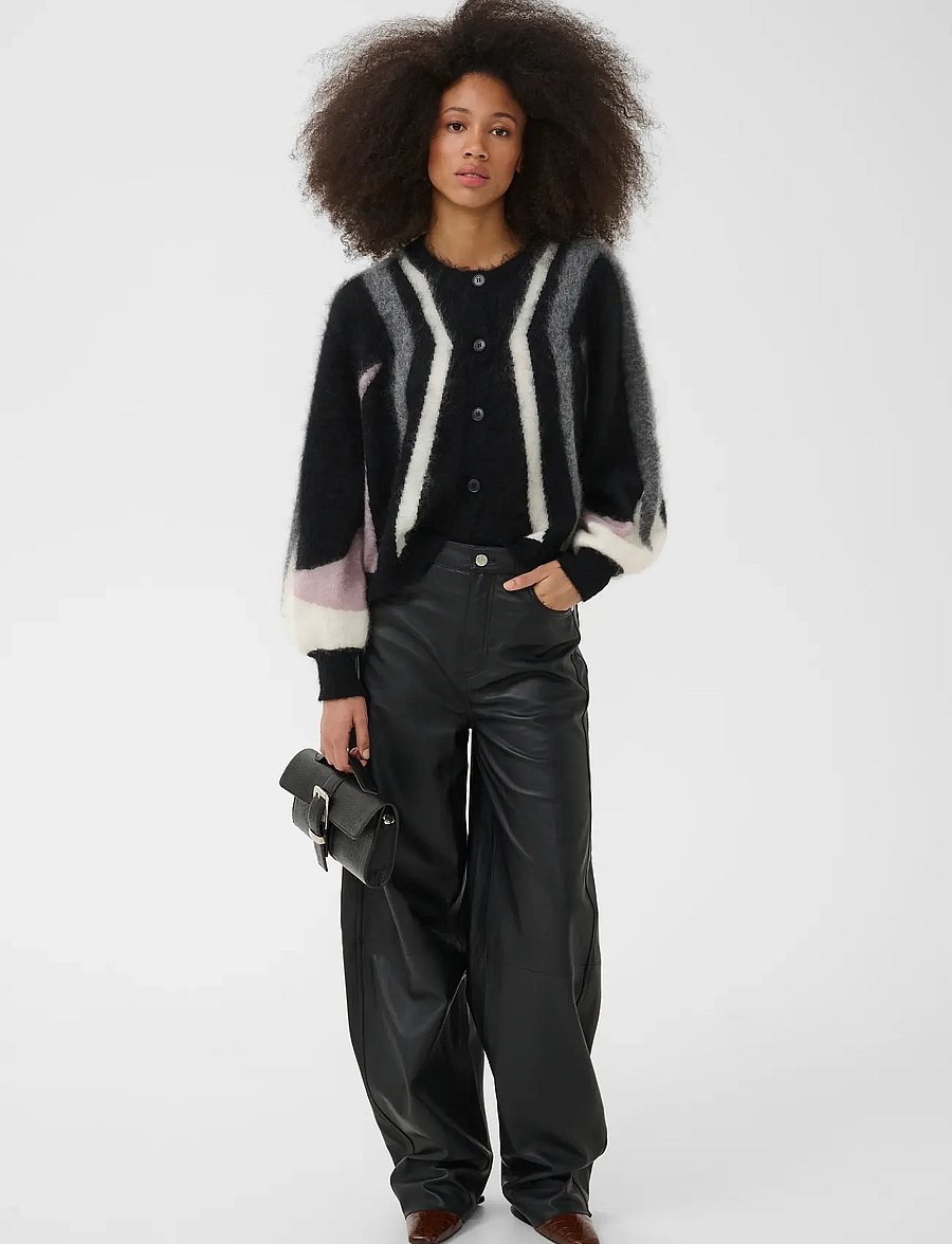 Gestuz - GZdebbie multi cardigan - cardigans - black/off white/grey/quail - 3