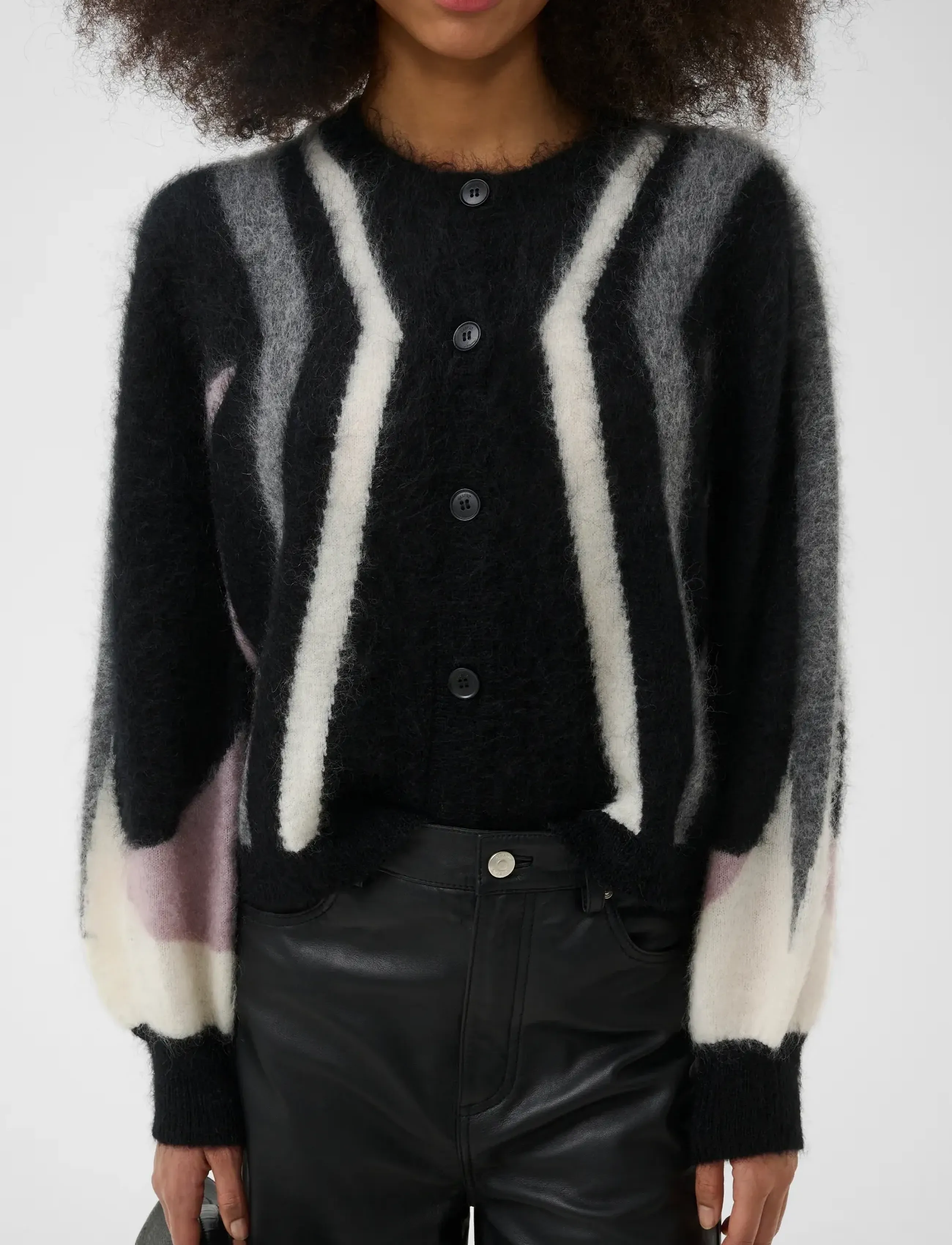Gestuz - GZdebbie multi cardigan - cardigans - black/off white/grey/quail - 5