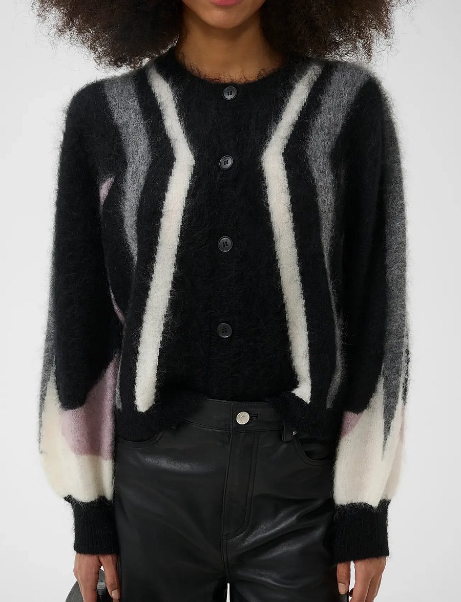 Gestuz - GZdebbie multi cardigan - cardigans - black/off white/grey/quail - 5