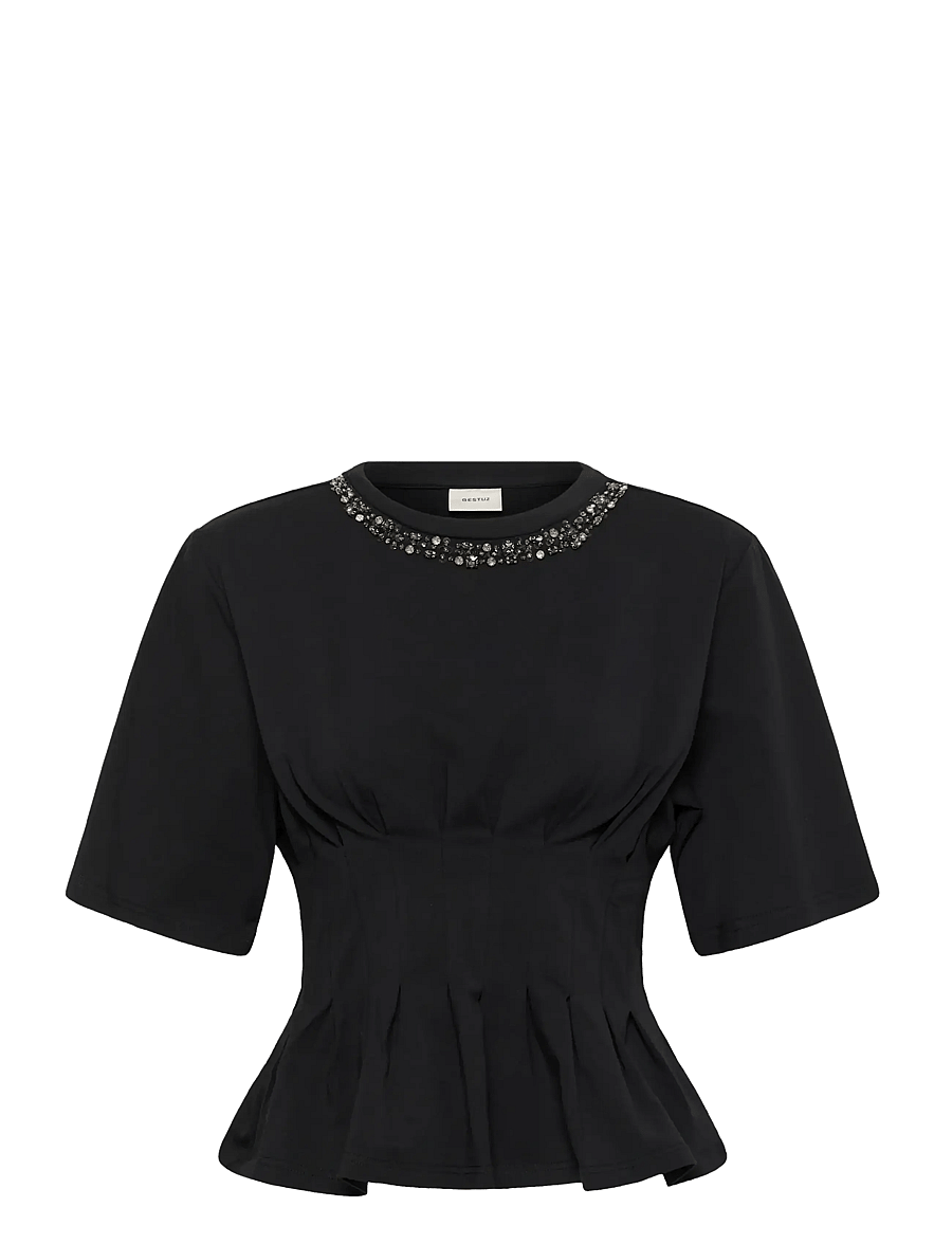 Gestuz - GZinez deco tee - t-shirts - black - 0