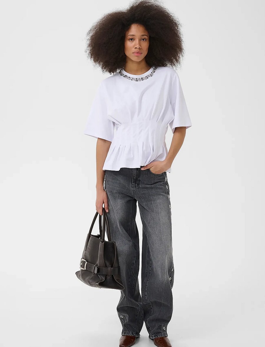 Gestuz - GZinez deco tee - t-shirts - bright white - 3