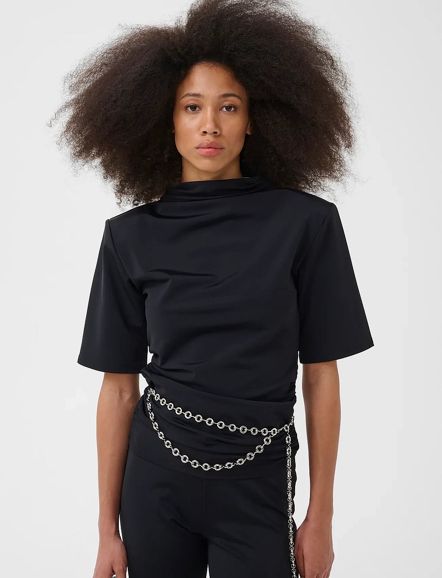 Gestuz - GZlyrose top - short-sleeved blouses - black - 2