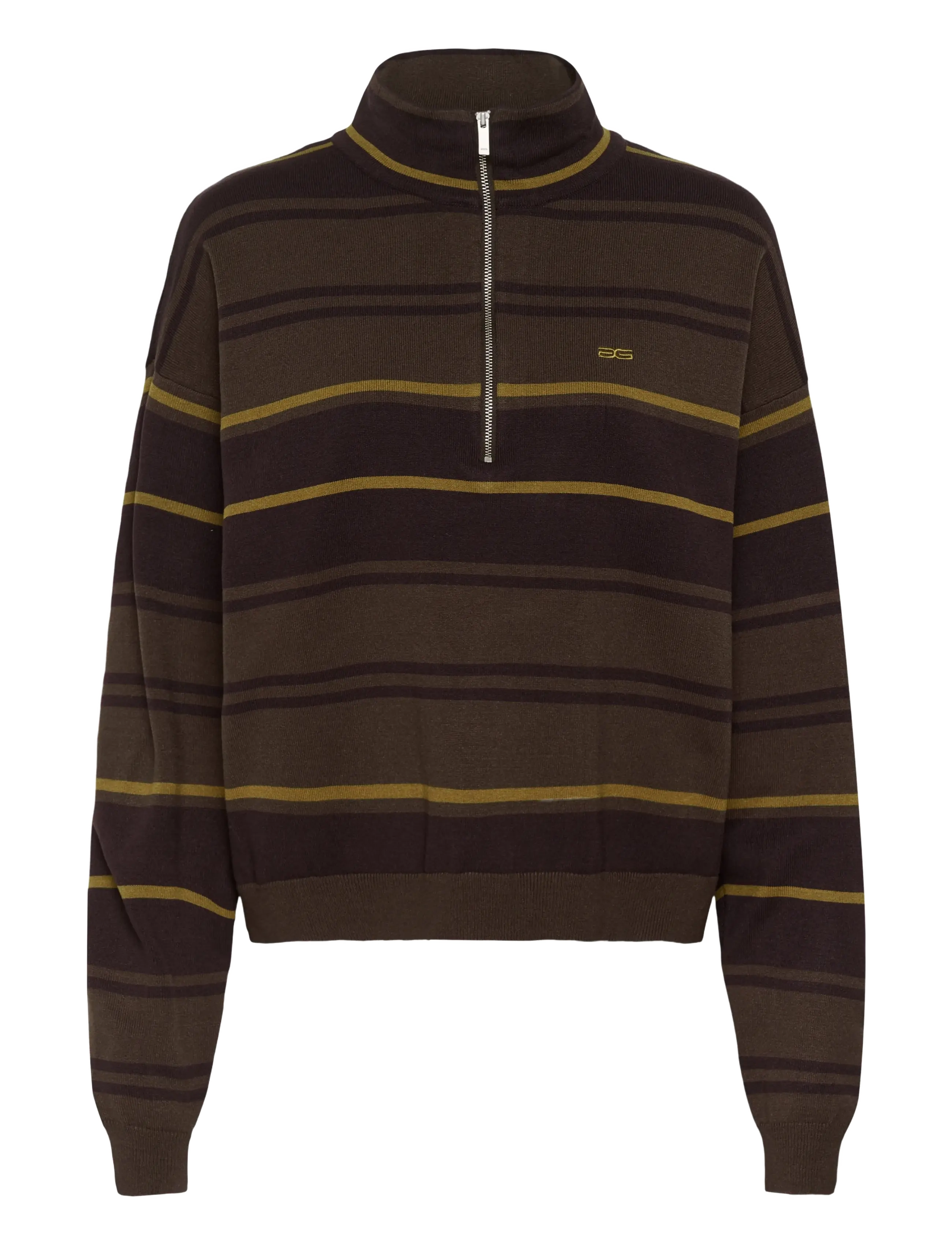 Gestuz GZthalio striped pullover - Īsi topi - GANACHE/SLATE BLACK/PLANTATION / brown