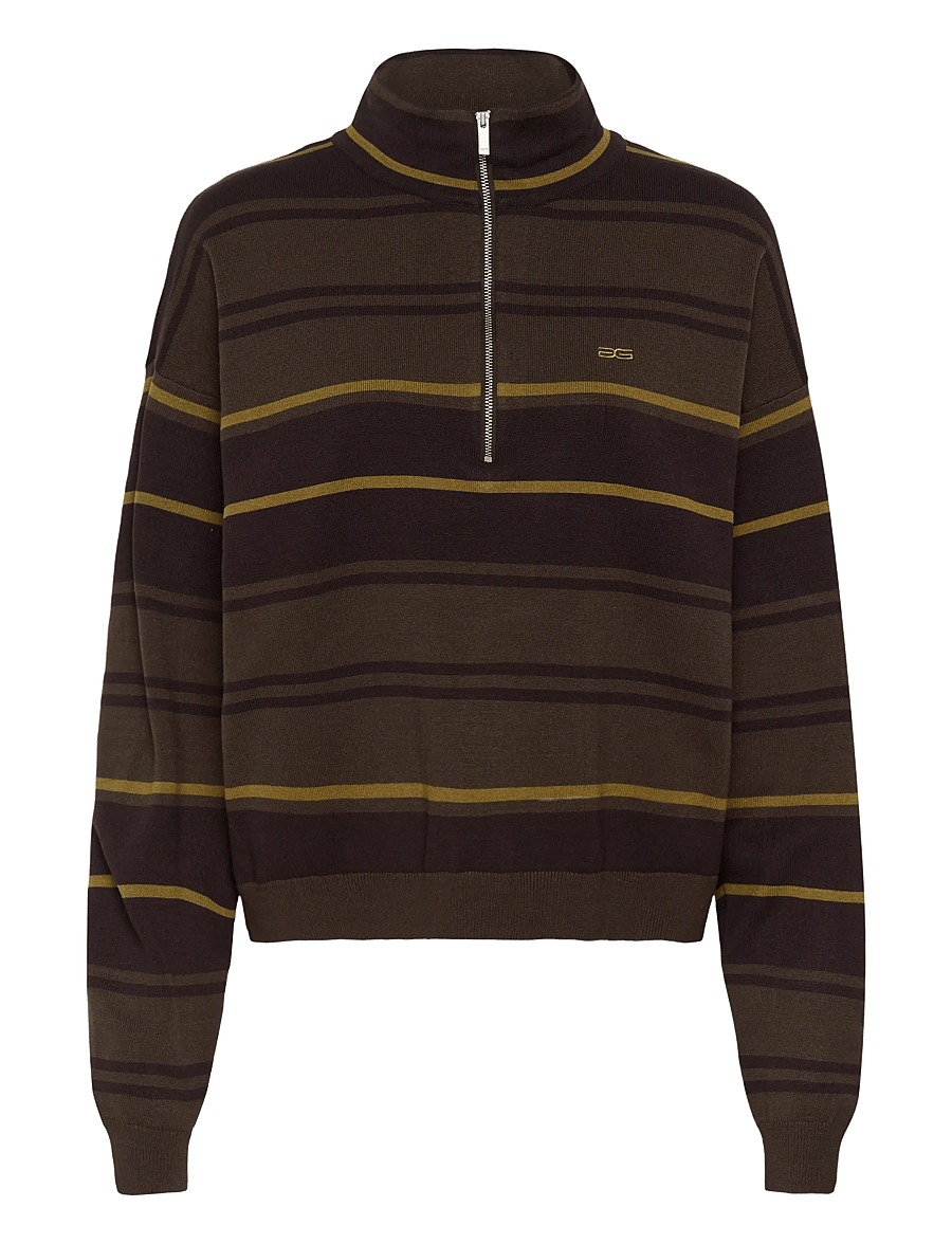 Gestuz - GZthalio striped pullover - crop tops - ganache/slate black/plantation - 0
