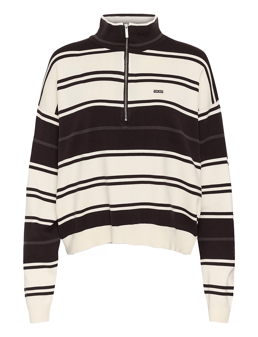 Gestuz - GZthalio striped pullover - crop tops - ganache/egret/raven - 0
