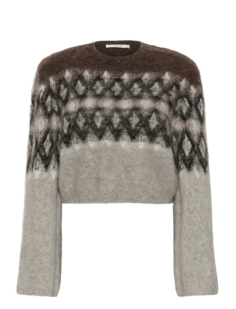 Gestuz - GZzarina multi pullover - crop tops - grey multi comb - 0